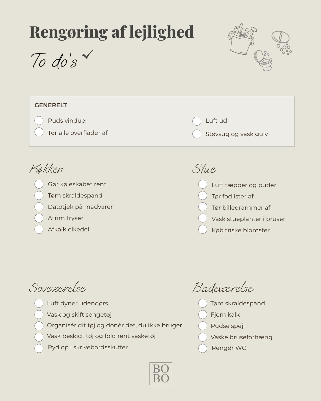 Rengringsliste af hjemmet todo