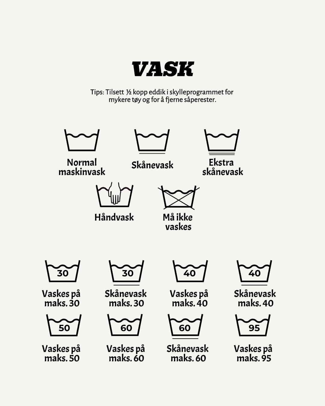 Hva betyr vaskesymbolene