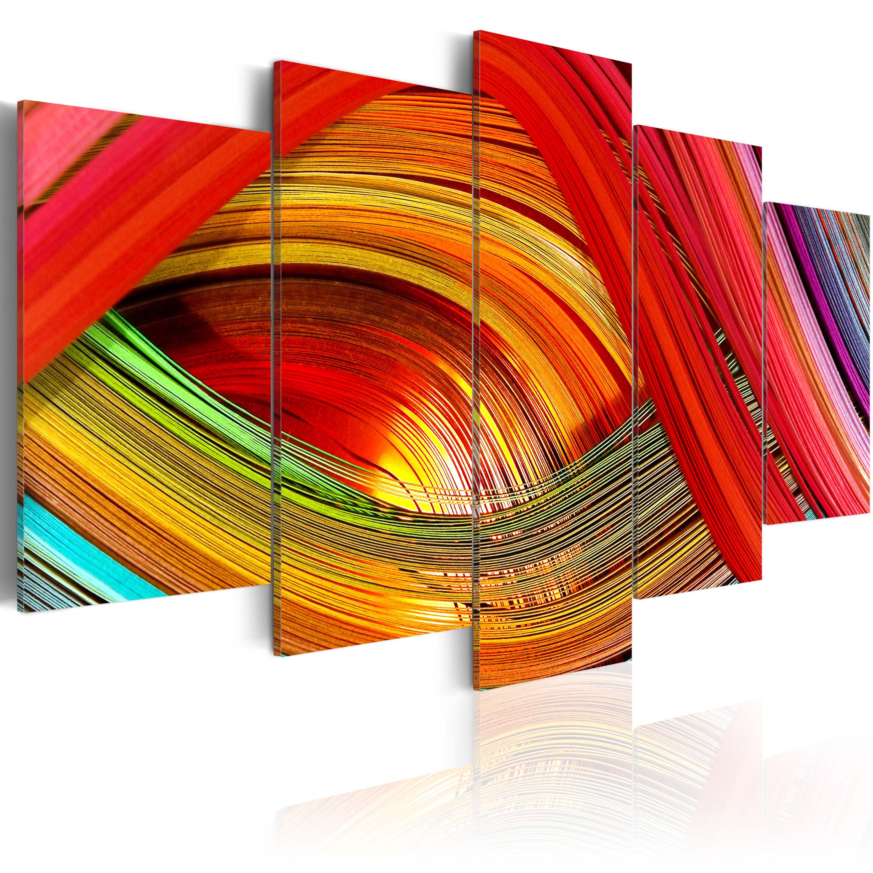 ARTGEIST Colorful strips abstraction - Farverigt abstrakt billede trykt på lærred - Flere størrelser 100x50
