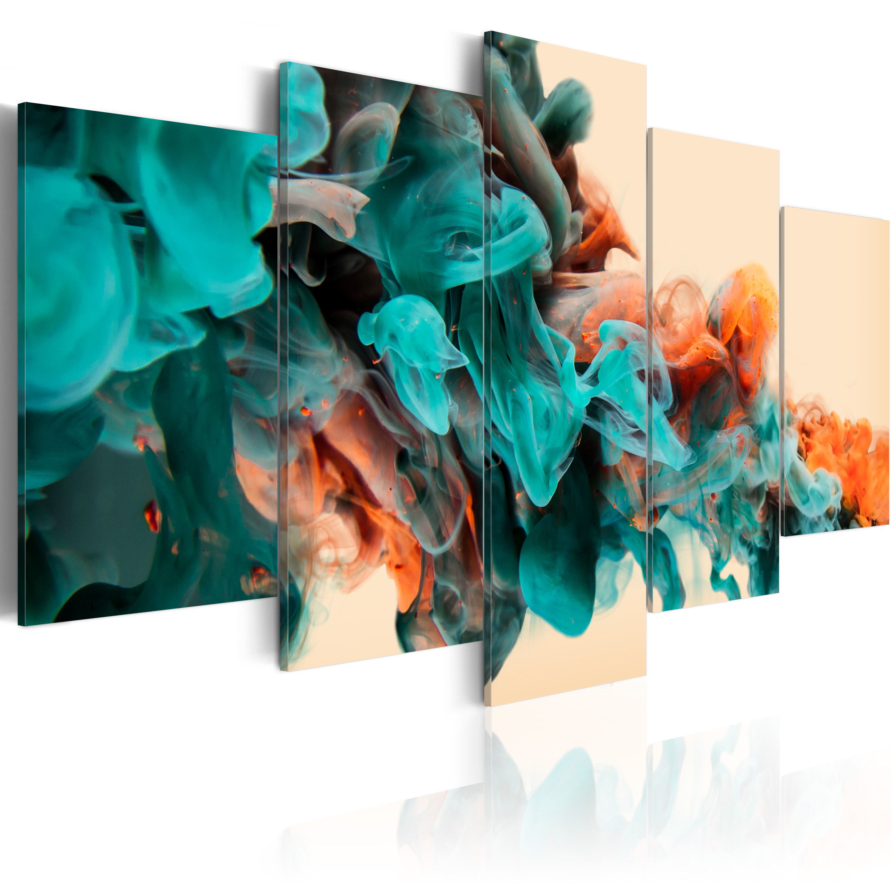 ARTGEIST Fury of Colours - Billede med farver i blå/orange nuancer trykt på lærred -Flere størrelser 200x100