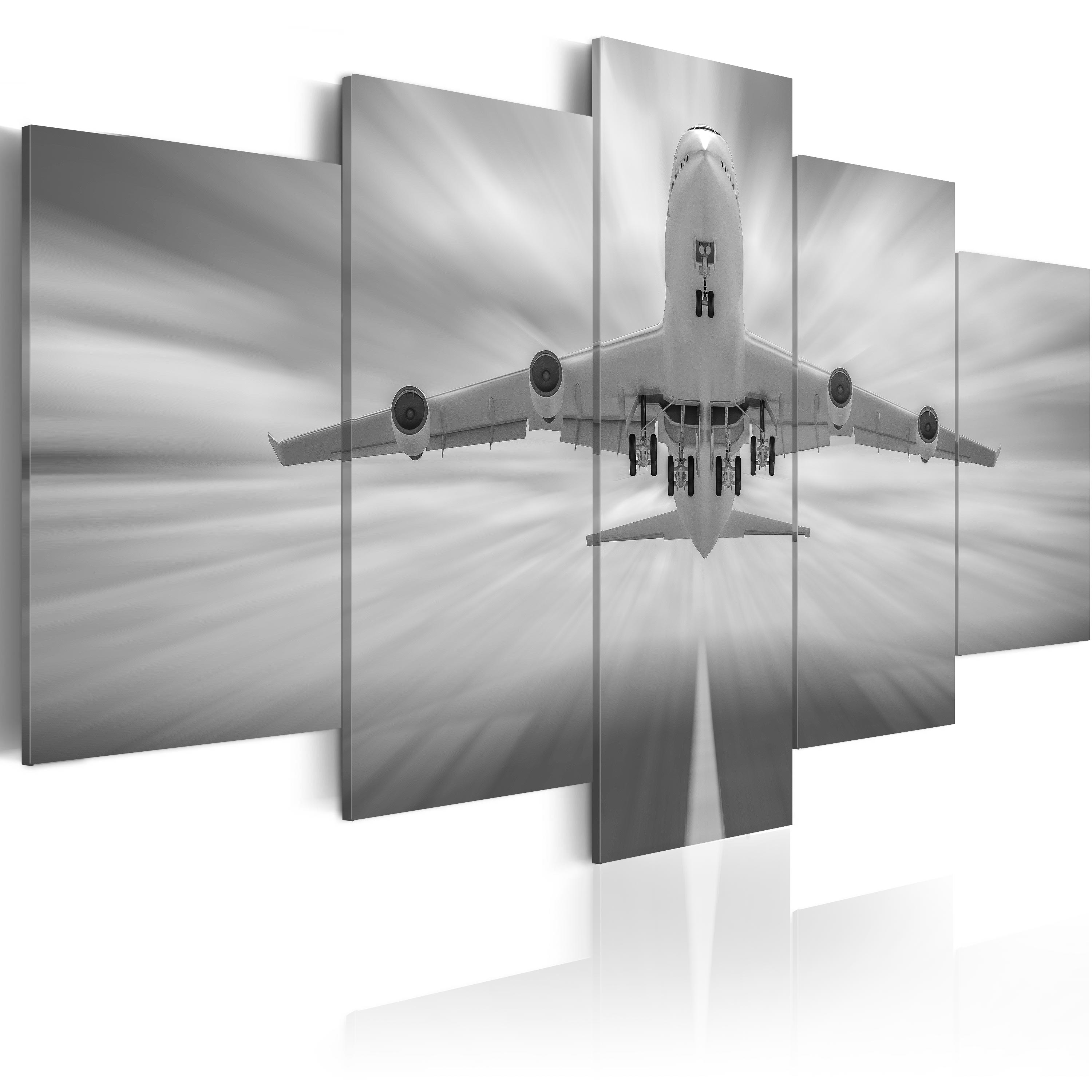 ARTGEIST - Billede i sort/hvid af et fly trykt på lærred - Flere størrelser 200x100