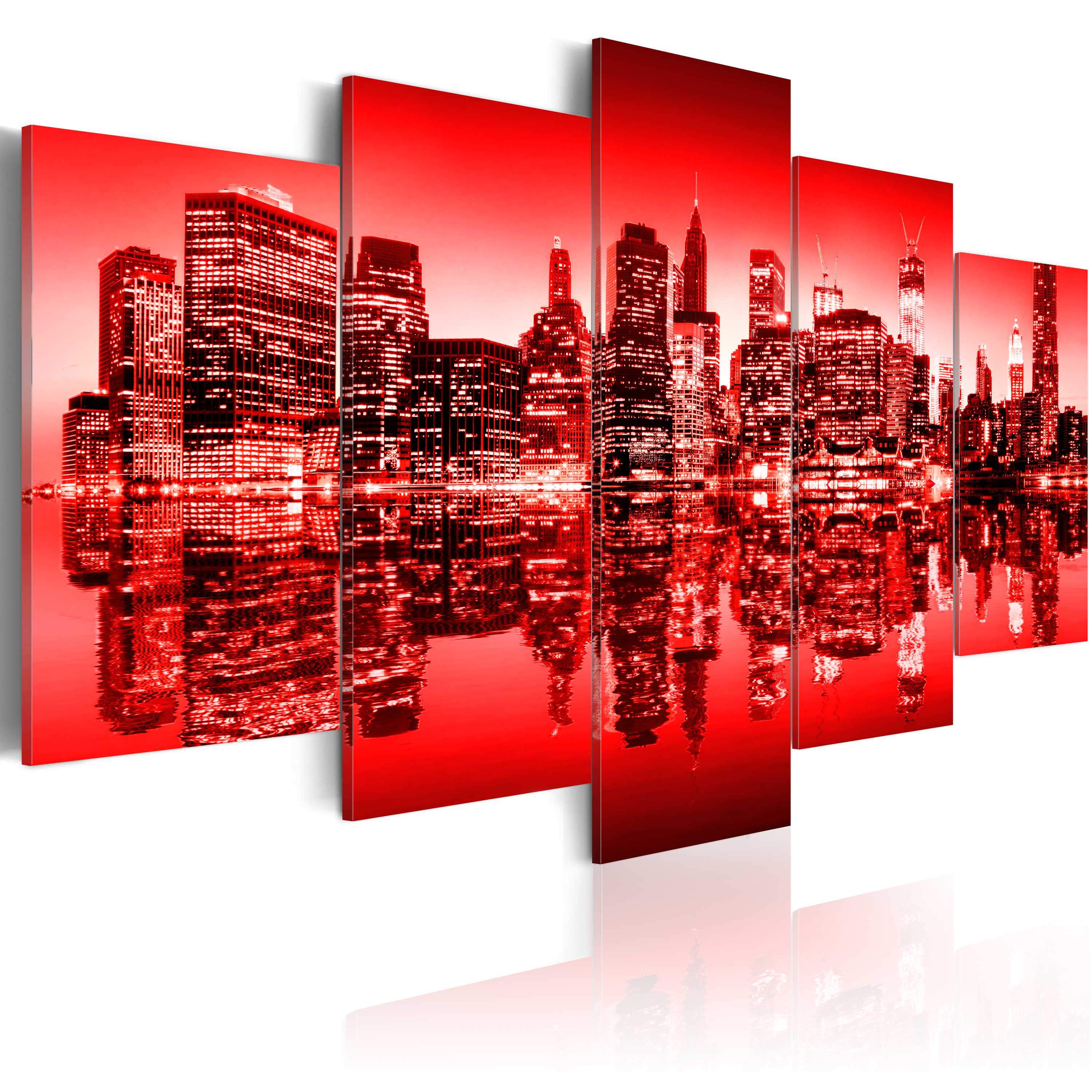 ARTGEIST - Billede af New Yorks skyline med rødt filter trykt på lærred - Flere størrelser 200x100