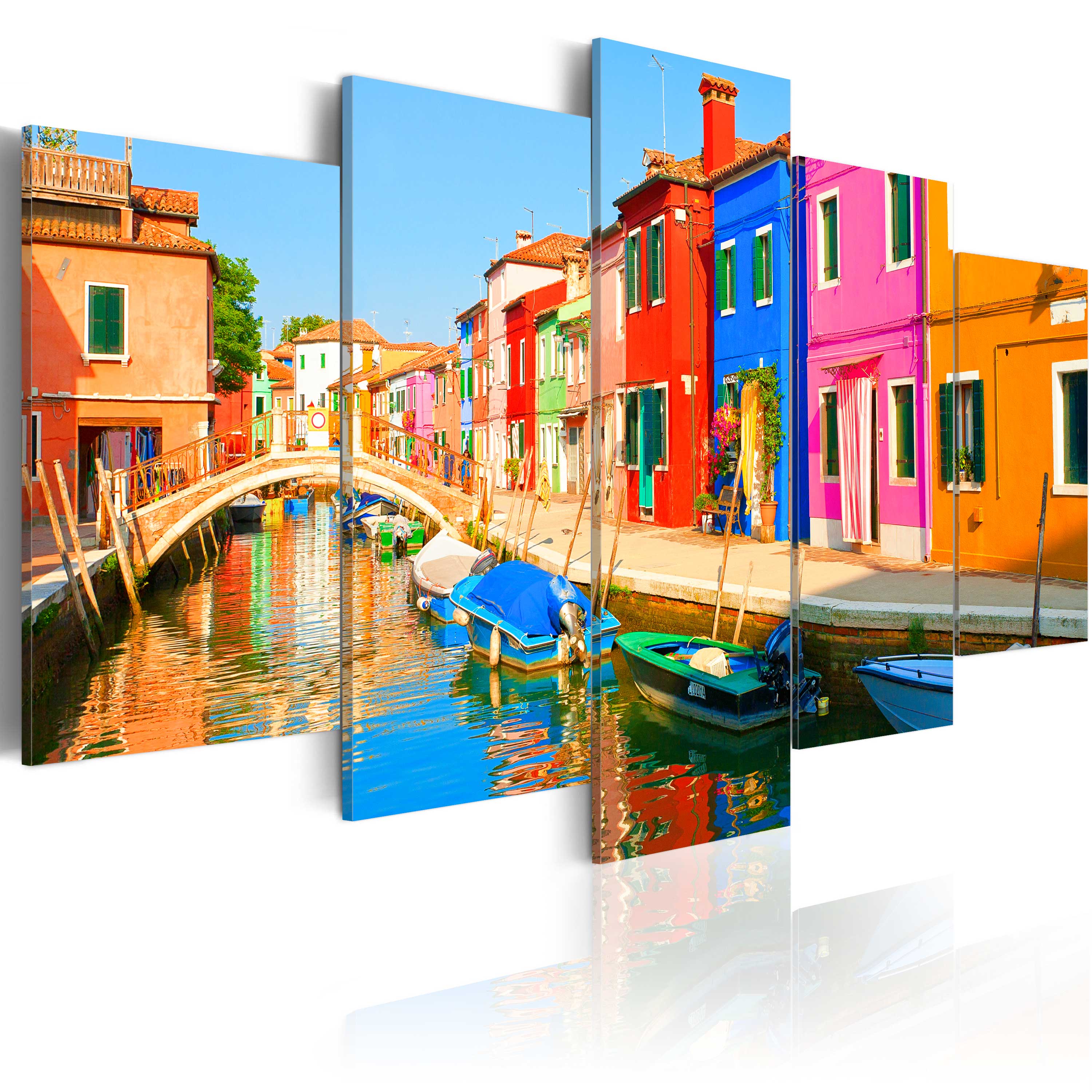 ARTGEIST Waterfront in rainbow colors - Farverige facader trykt på lærred - Flere størrelser 200x100