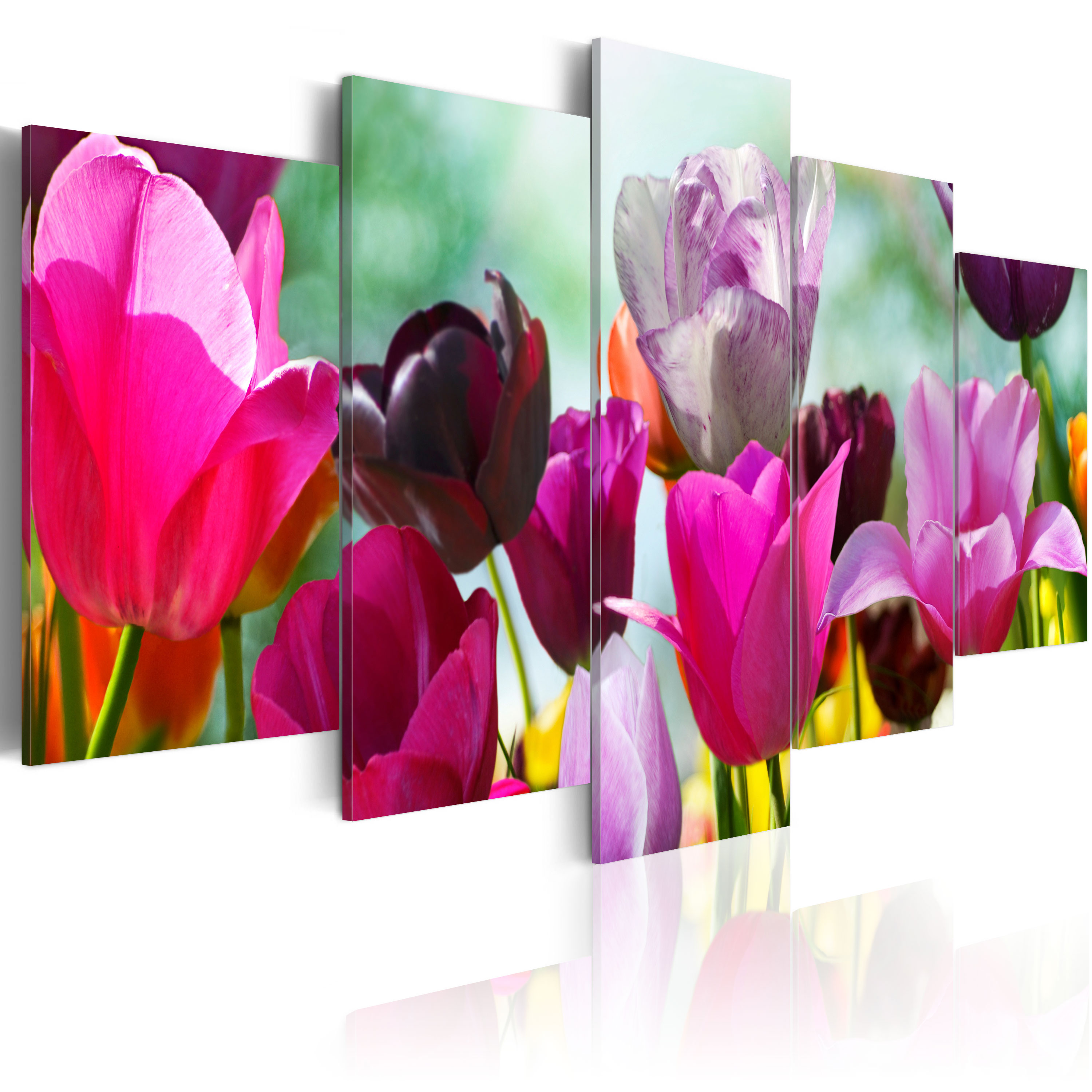 ARTGEIST Pink fun - Billede af lyserøde tulipaner trykt på lærred - Flere størrelser 200x100