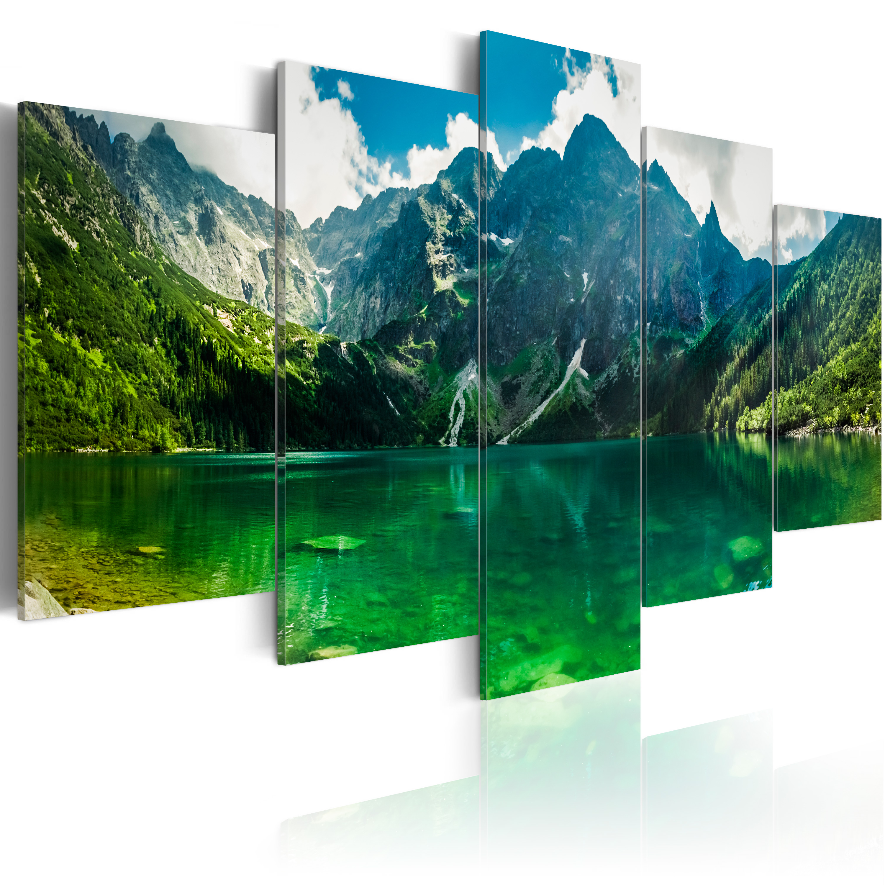 ARTGEIST Tranquility in the mountains - Billede af sø i bjergene trykt på lærred - Flere størrelser 100x50