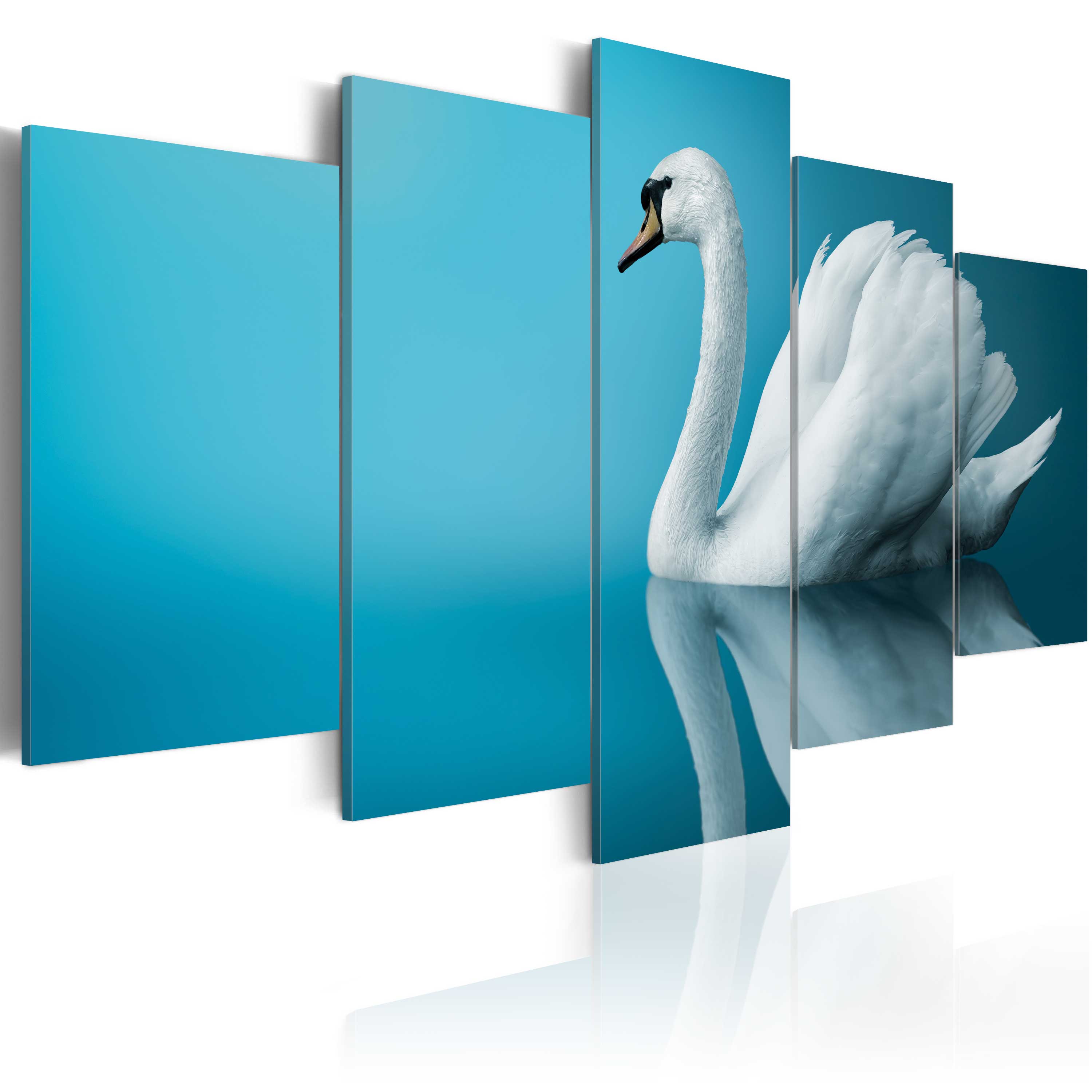 ARTGEIST A swan in blue - Billede af svane på blå baggrund trykt på lærred - Flere størrelser 100x50