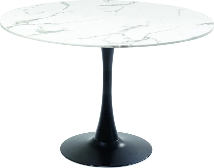 KARE DESIGN Schickeria spisebord, rund - hvid marmorlook laminat og sort stål (Ø110)