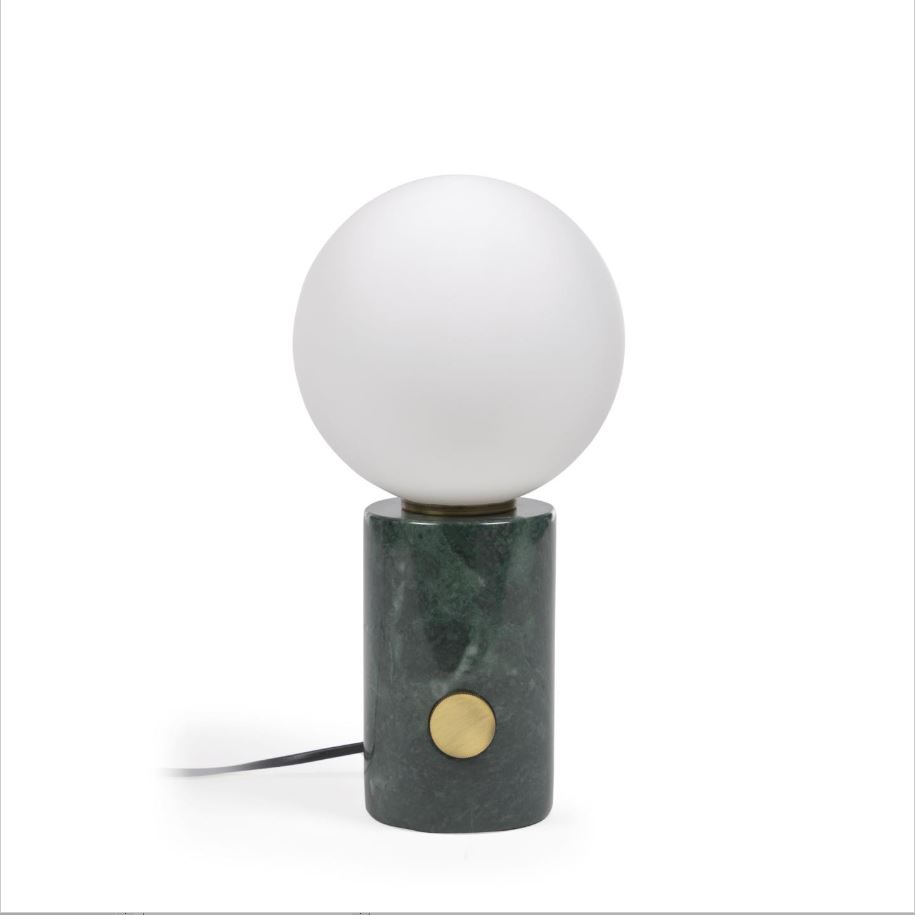 LAFORMA Lonela bordlampe, rund - matteret glas og grøn marmor (Ø15)