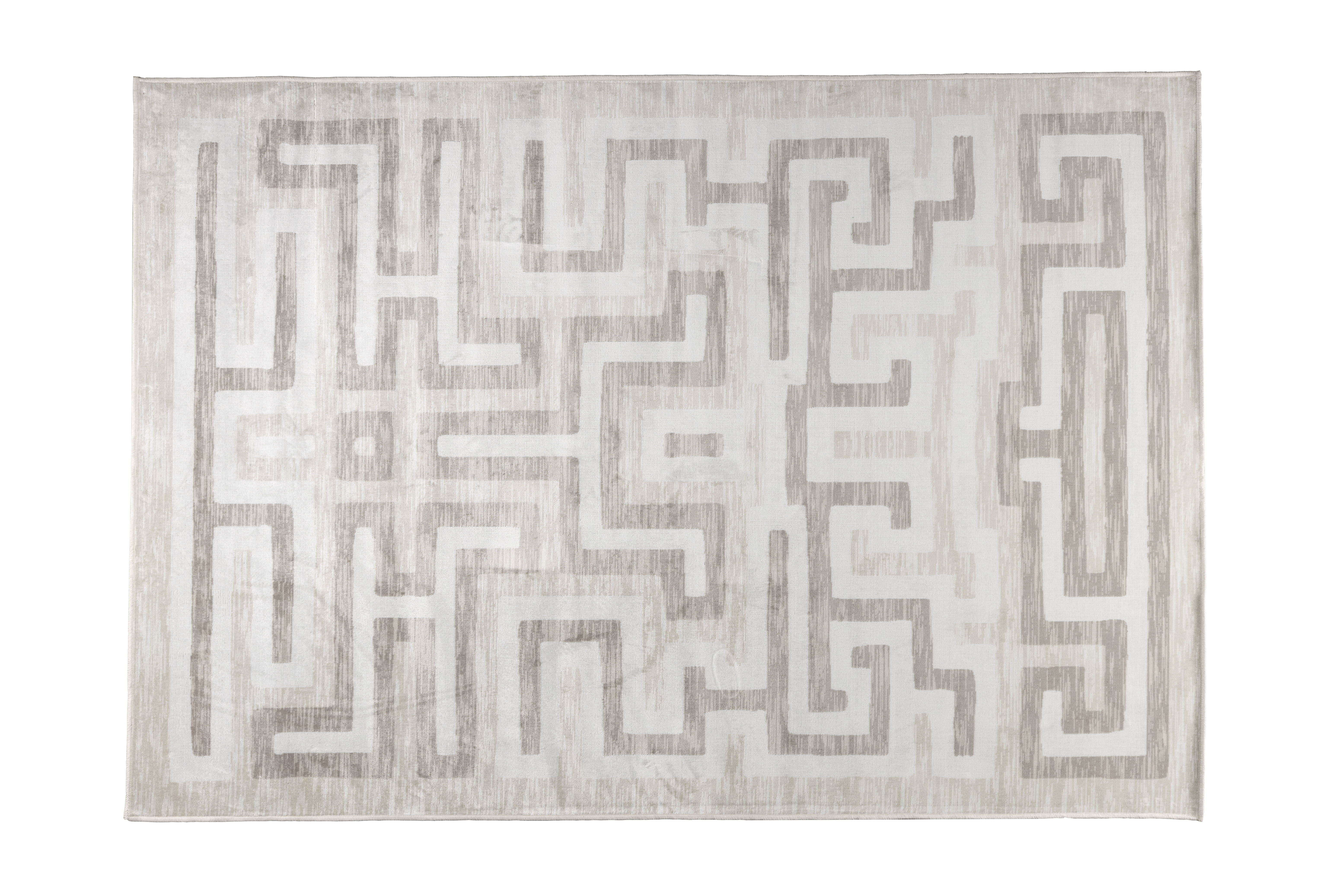 WHITE LABEL LIVING Labyrintho gulvtæppe, rektangulær - beige polyester/bomuld (140x200)