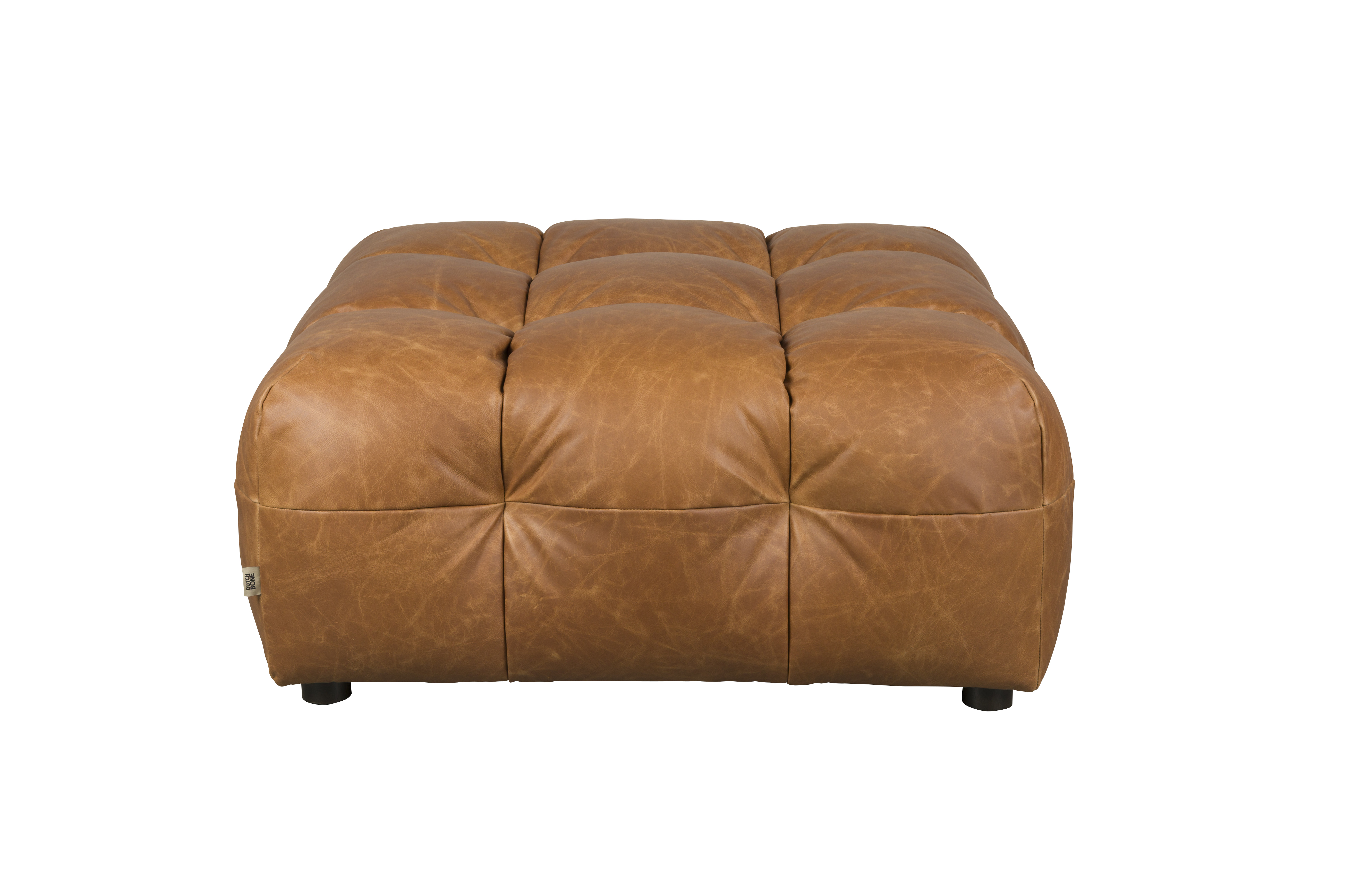 DUTCHBONE Hocker Hackman Læder Cognac billede