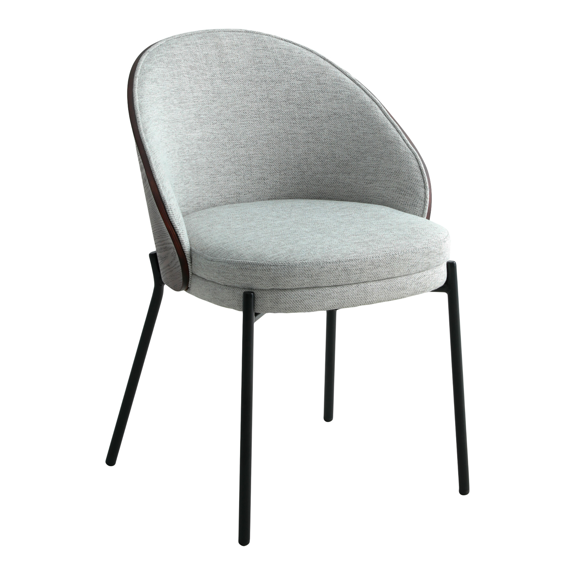 Billede af HOUSE NORDIC Canelas spisebordsstol - lysegrå stof, mørkebrun MDF og sort stål