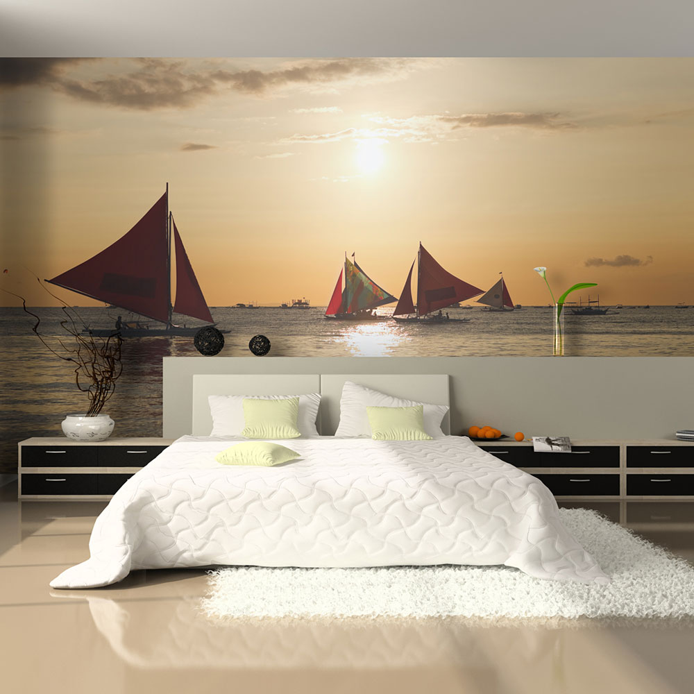 ARTGEIST Fototapet - sailing boats - sunset, både og solnedgang (flere størrelser) 350x270