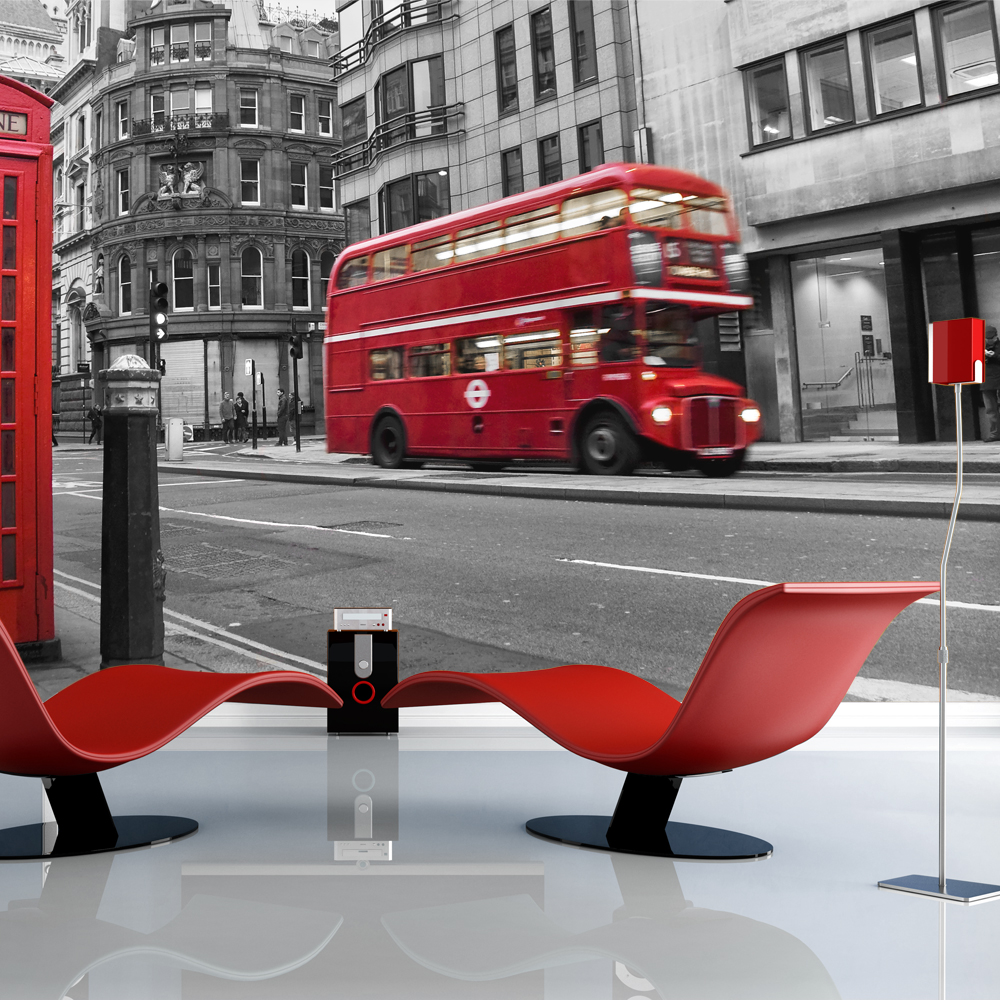 Billede af ARTGEIST Fototapet af London - Rød bus og telefonboks (flere størrelser) 400x309