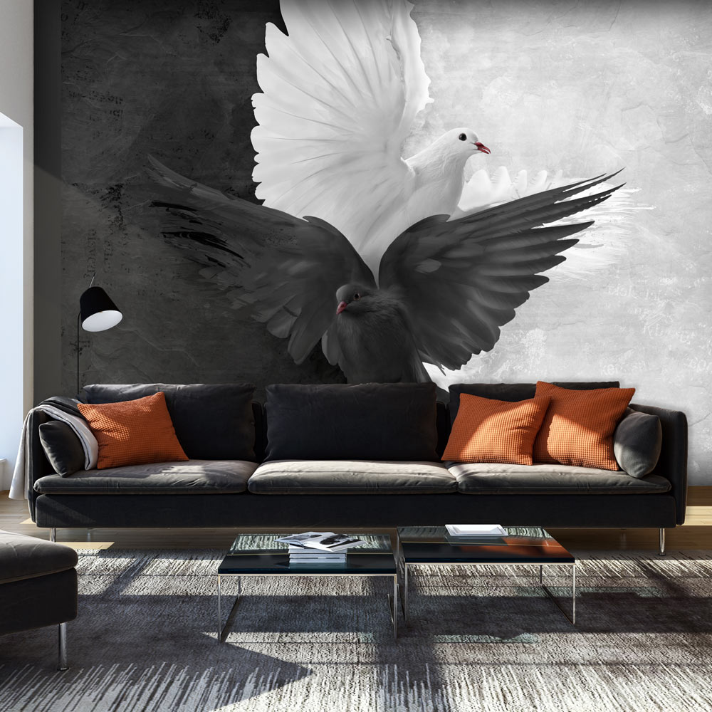 Billede af ARTGEIST - Fototapet med en sort og hvid due - Flere størrelser 250x193
