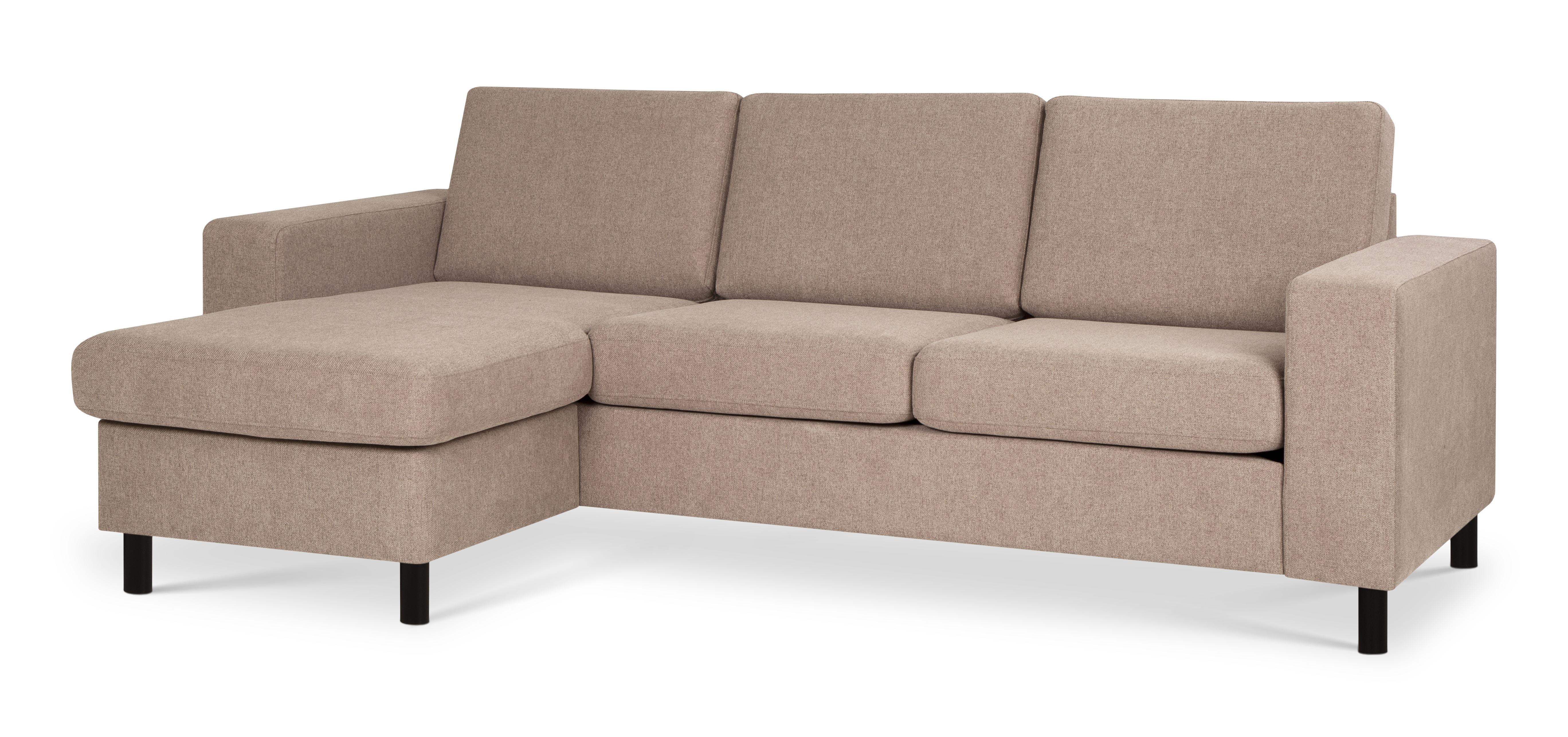 Pan set 1 3D sofa med chaiselong - antelope beige polyester stof og sort træ