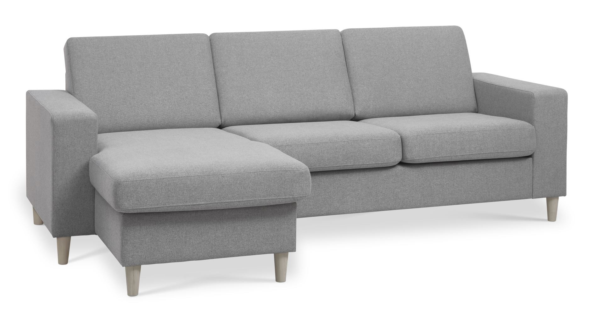 Pan set 1 3D sofa med chaiselong - grå polyester stof og natur træ