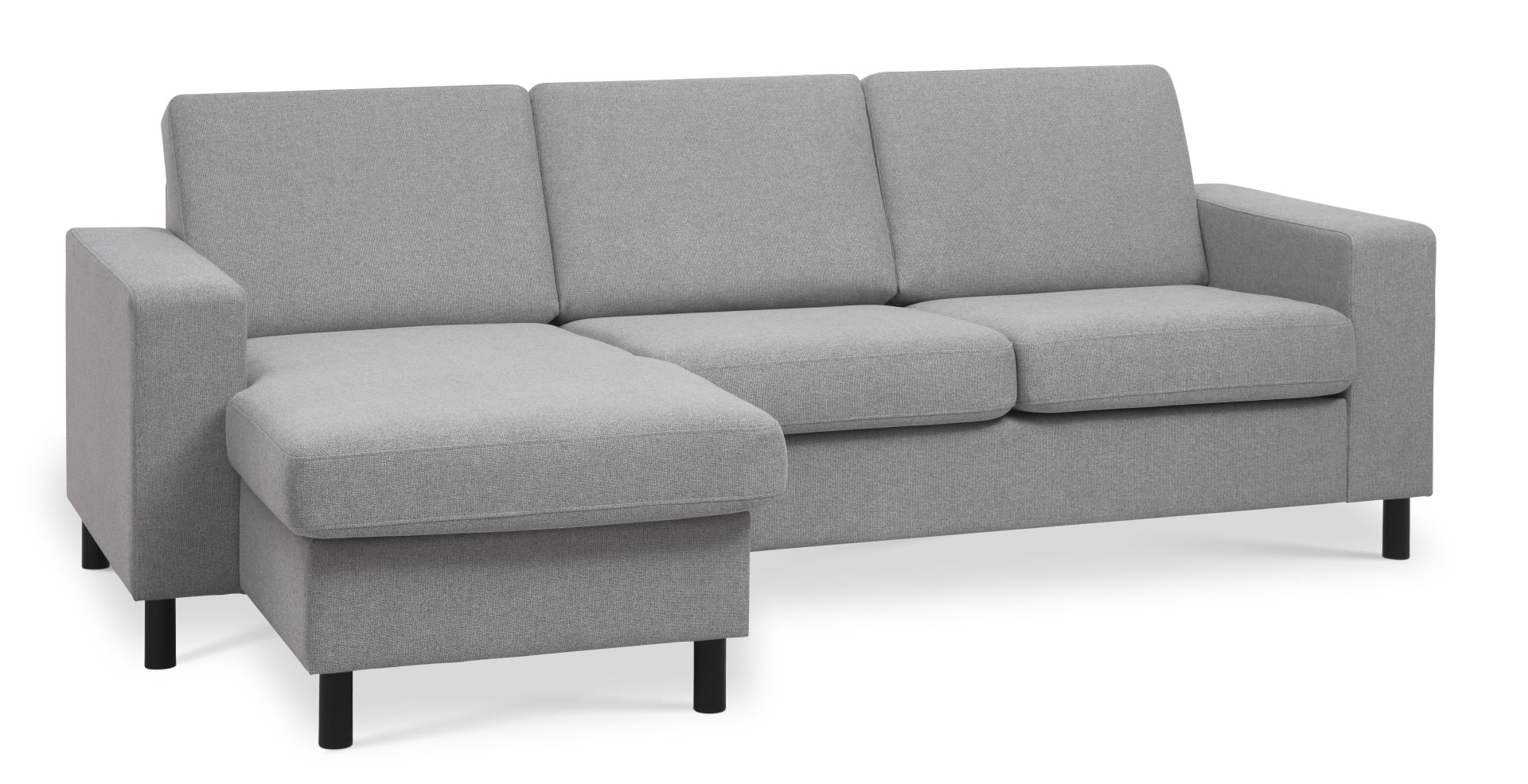 Pan set 1 3D sofa med chaiselong - grå polyester stof og sort træ