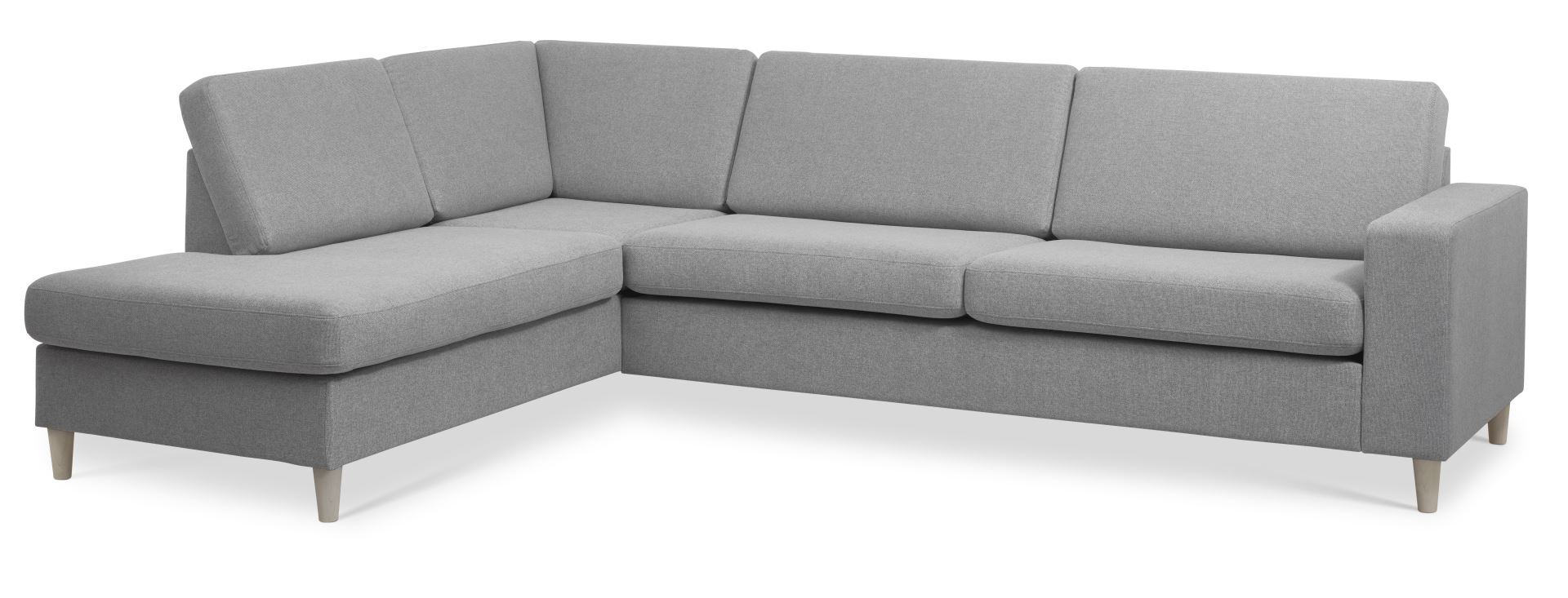 Pan set 2 OE left sofa med chaiselong - grå polyester stof og natur træ
