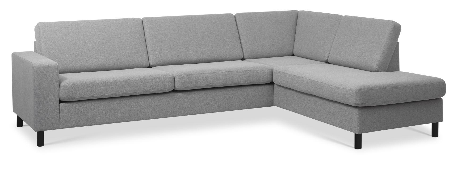 Pan set 3 OE right sofa med chaiselong - gråt polyester stof og sort træ