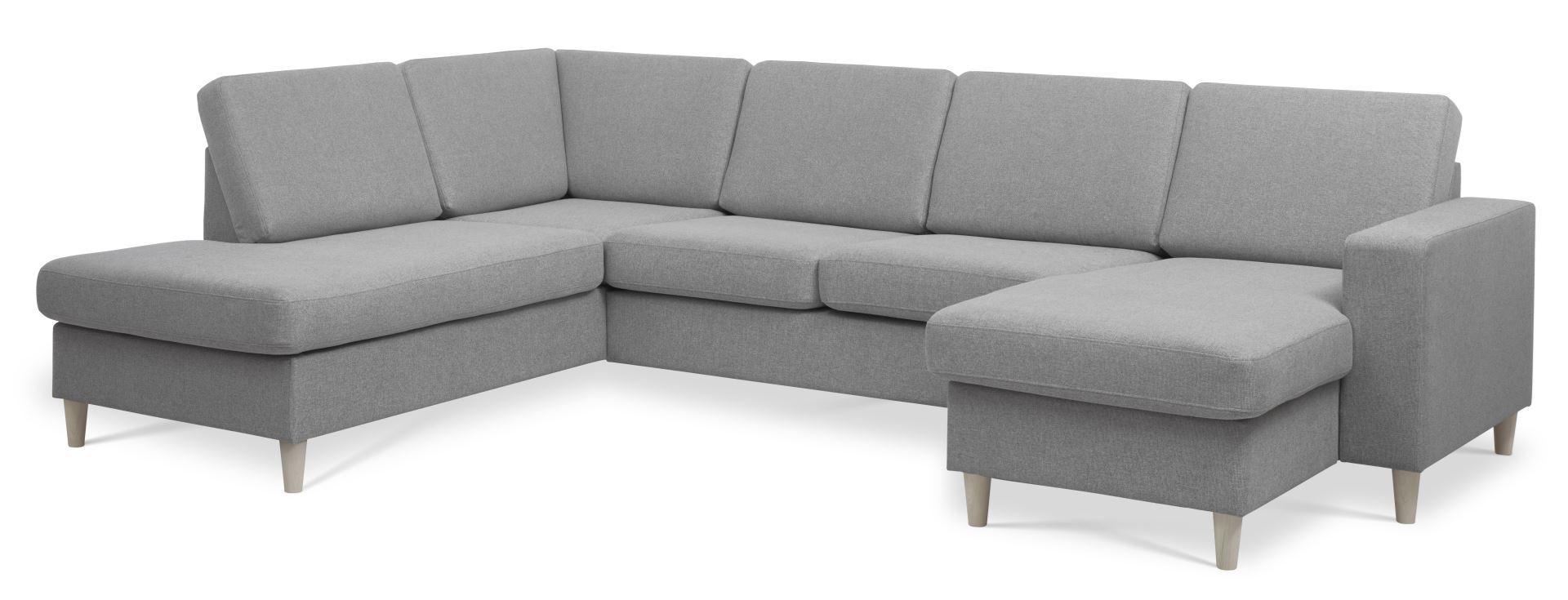 Pan set 4 U OE left sofa med chaiselong - grå polyester stof og natur træ
