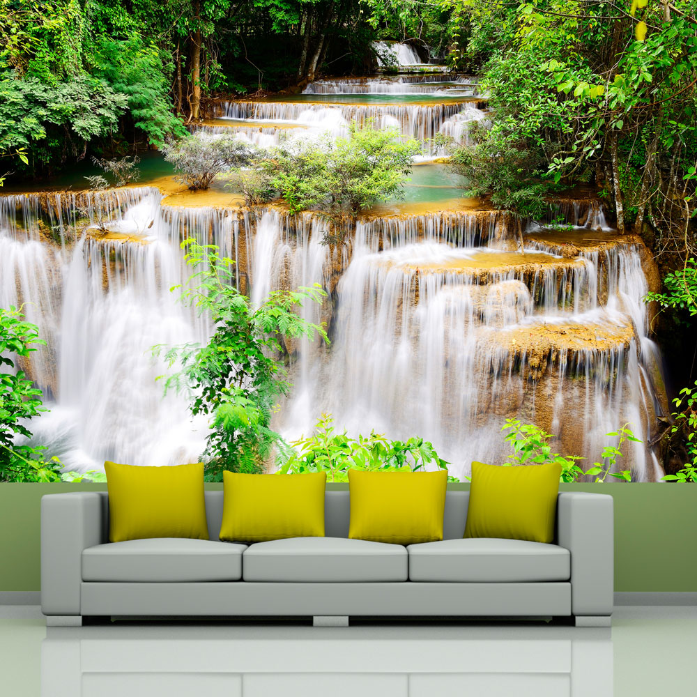 ARTGEIST Natur fototapet med motiv av stort vattenfall i tropisk skog