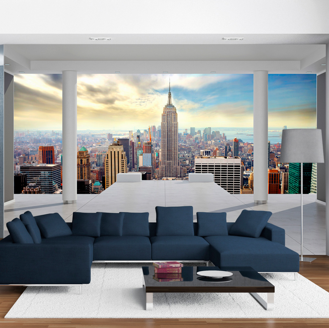 ARTGEIST Fototapet med motiv af terrasse med udsigt over New York (flere størrelser) 100x70