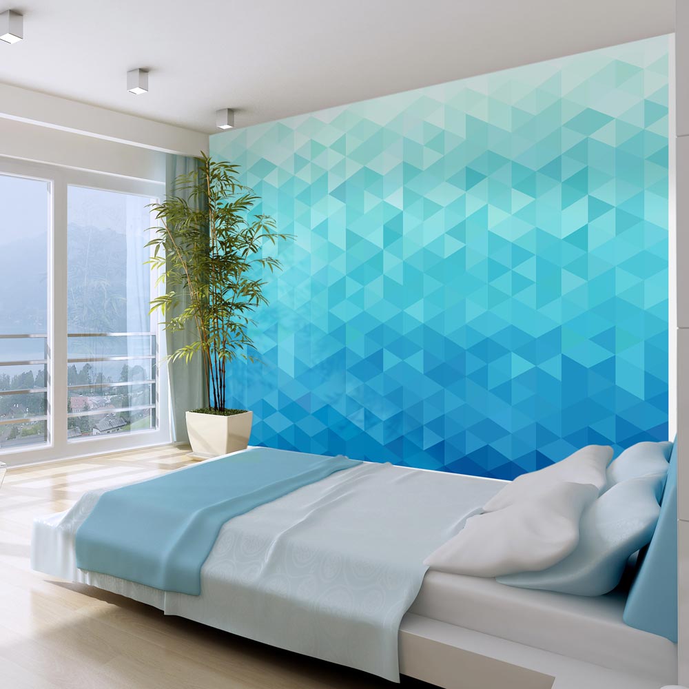 ARTGEIST Fototapet med grafisk mønster af geometriske figurer i blå nuancer (flere størrelser) 250x175