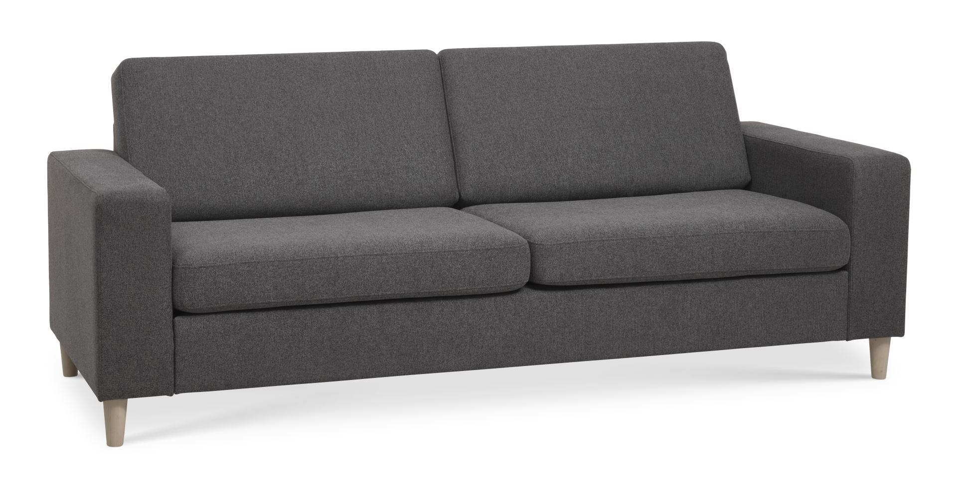 Pan 2,5 pers. sofa - antracitgrå polyester stof og natur træ