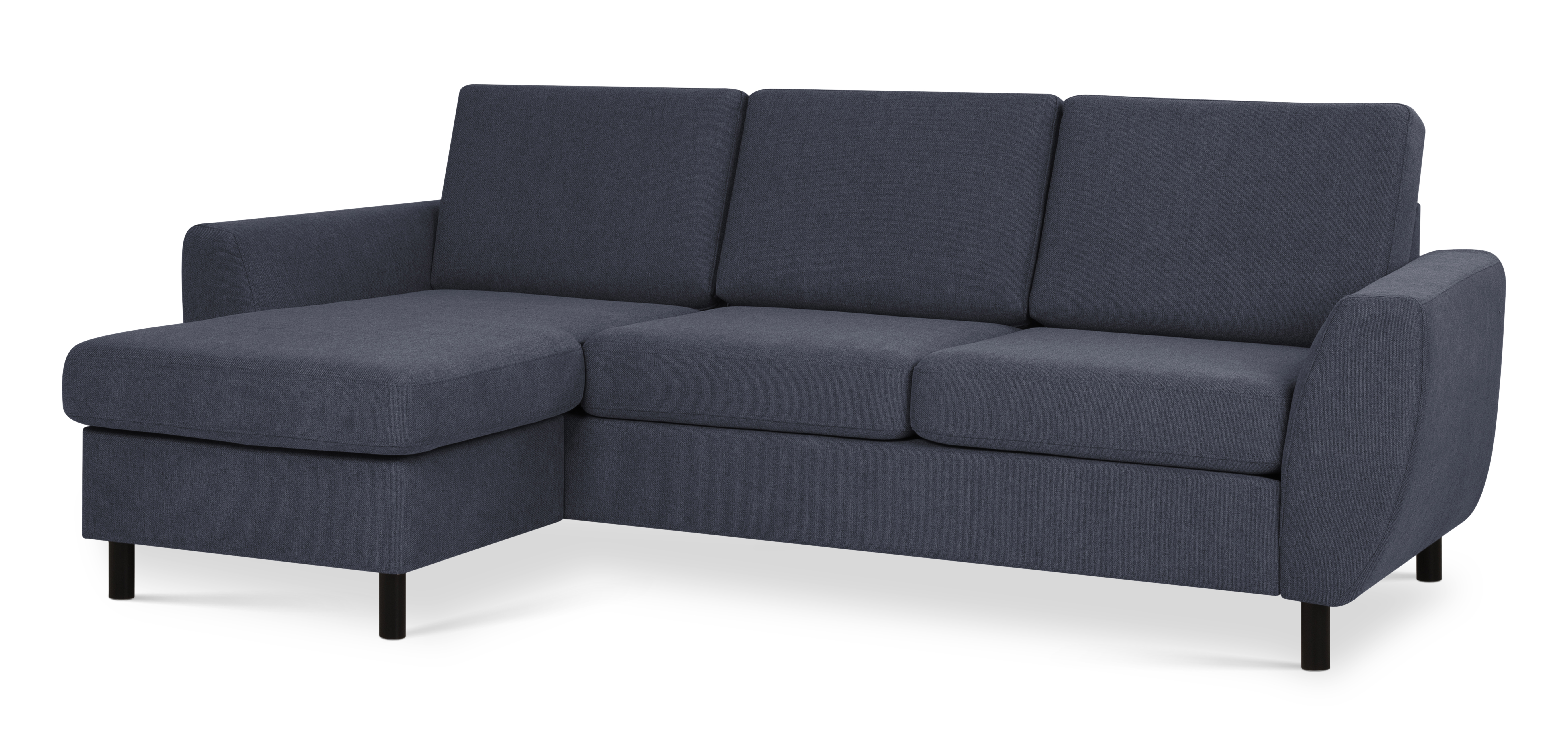 Wendy set 1 3D sofa, m. chaiselong - blå polyester stof og sort træ