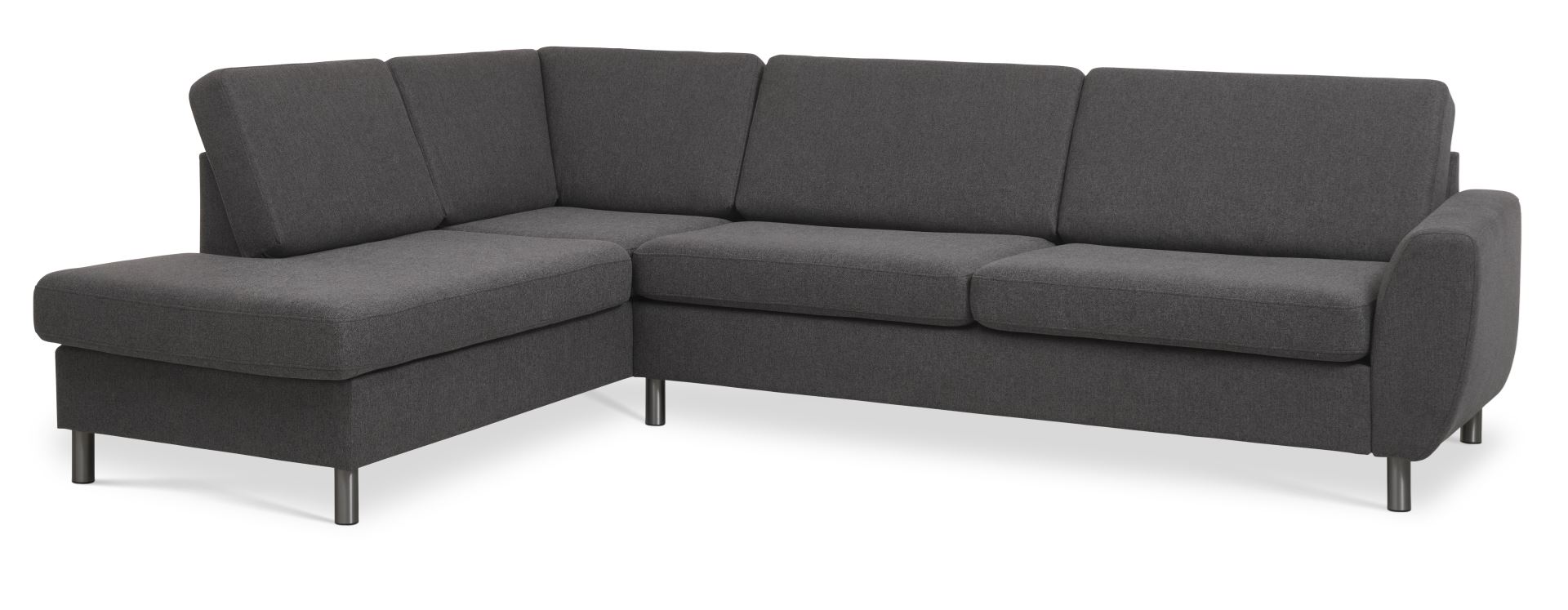 Wendy set 2 OE left sofa, m. chaiselong - antracitgrå polyester stof og børstet aluminium