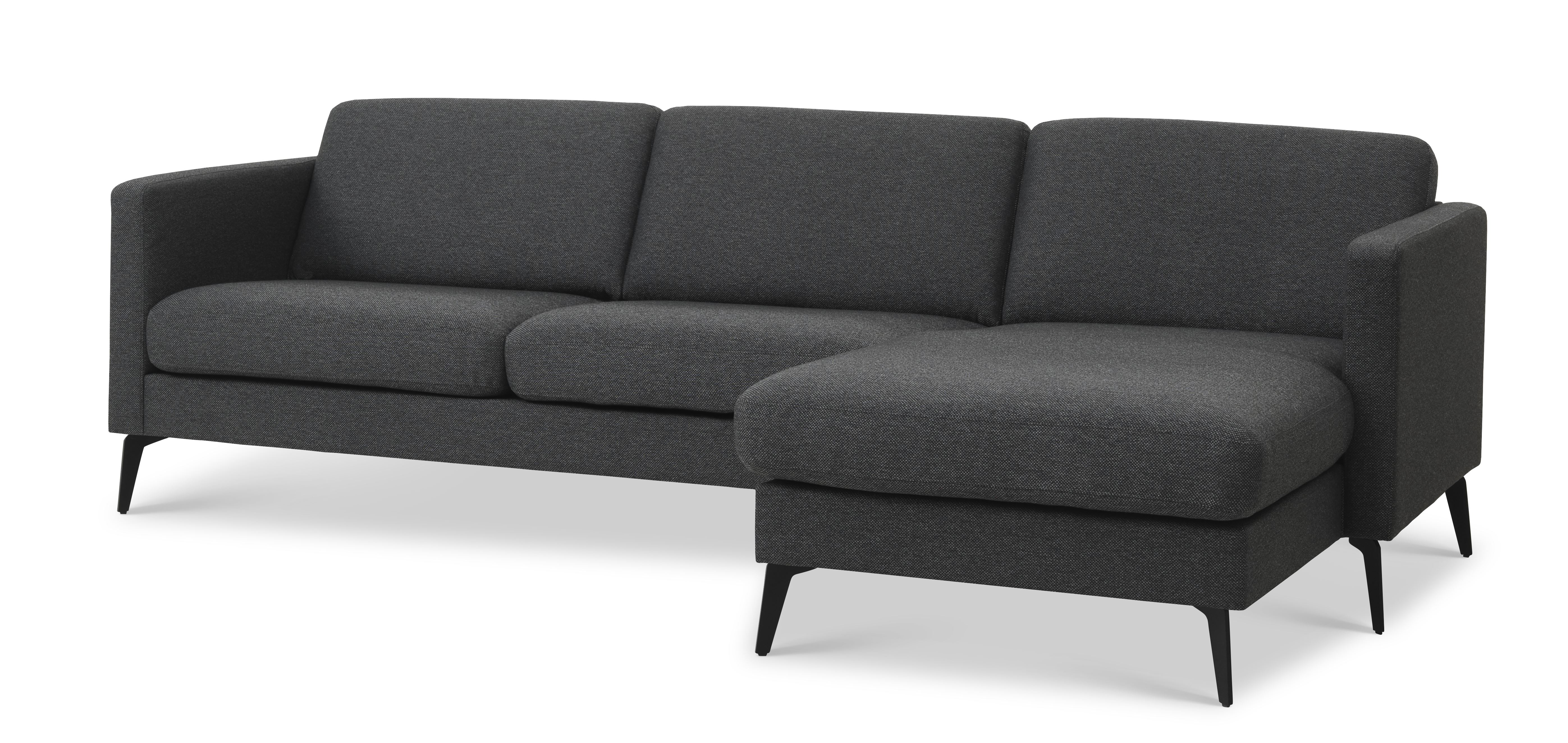 Ask sæt 51 3D sofa, m. chaiselong - antracitgrå polyester stof og Eiffel ben