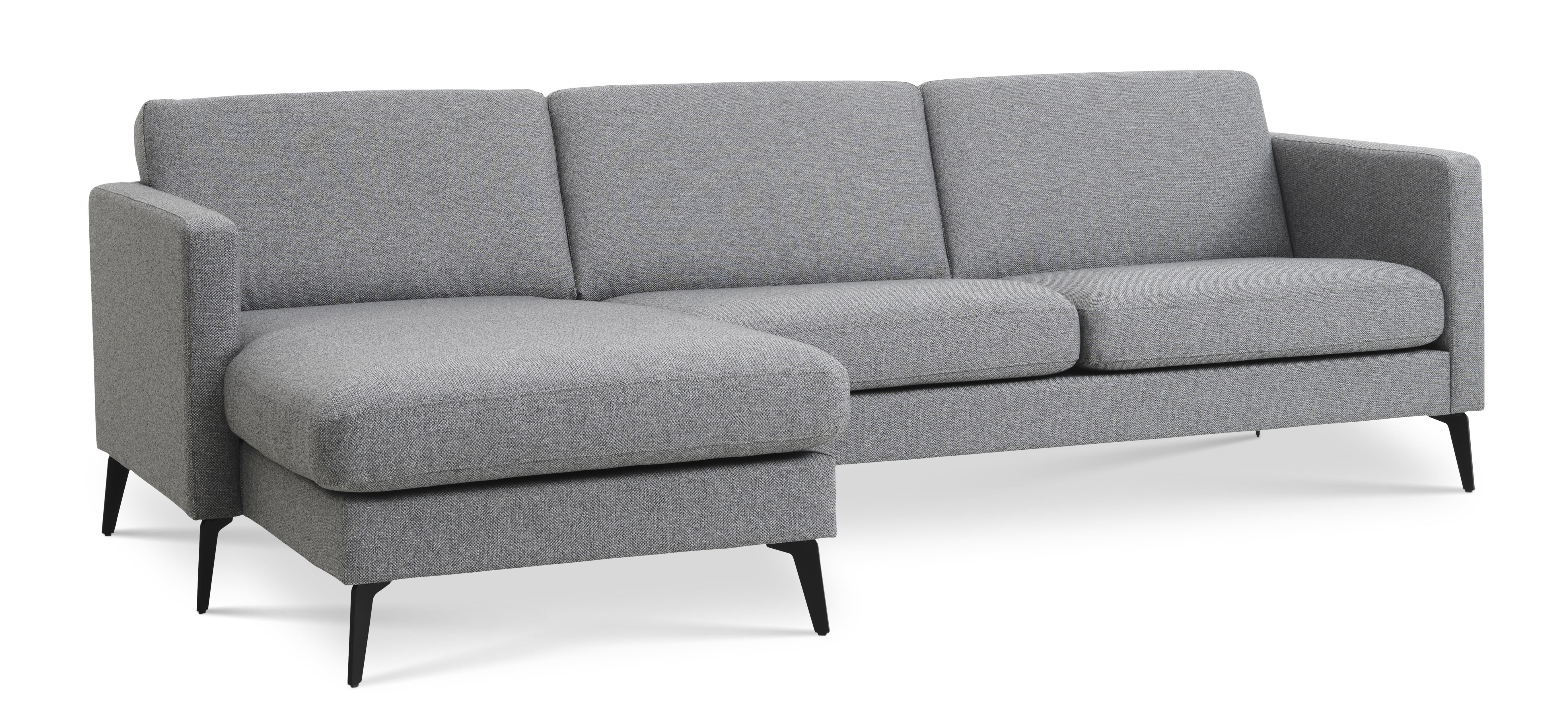 Ask sæt 51 3D sofa, m. chaiselong - lys granitgrå polyester stof og Eiffel ben