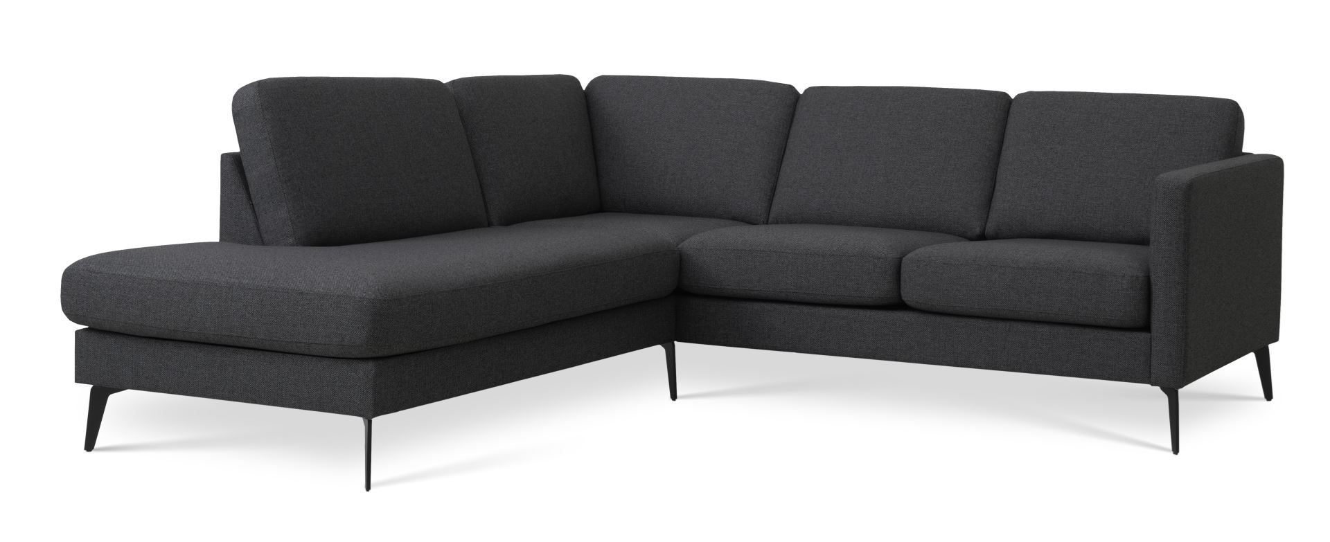 Ask sæt 52 lille OE sofa, m. venstre chaiselong - antracitgrå polyester stof og Eiffel ben