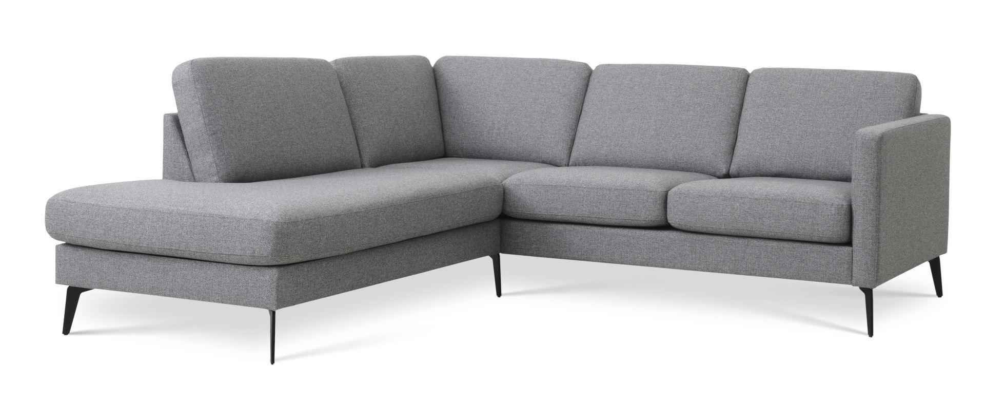 Ask sæt 52 lille OE sofa, m. venstre chaiselong - lys granitgrå polyester stof og Eiffel ben