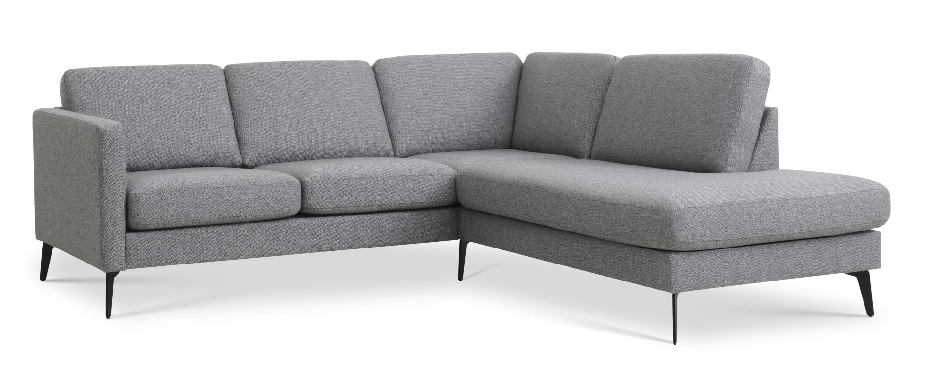 Ask sæt 53 lille OE sofa, m. højre chaiselong - lys granitgrå polyester stof og Eiffel ben