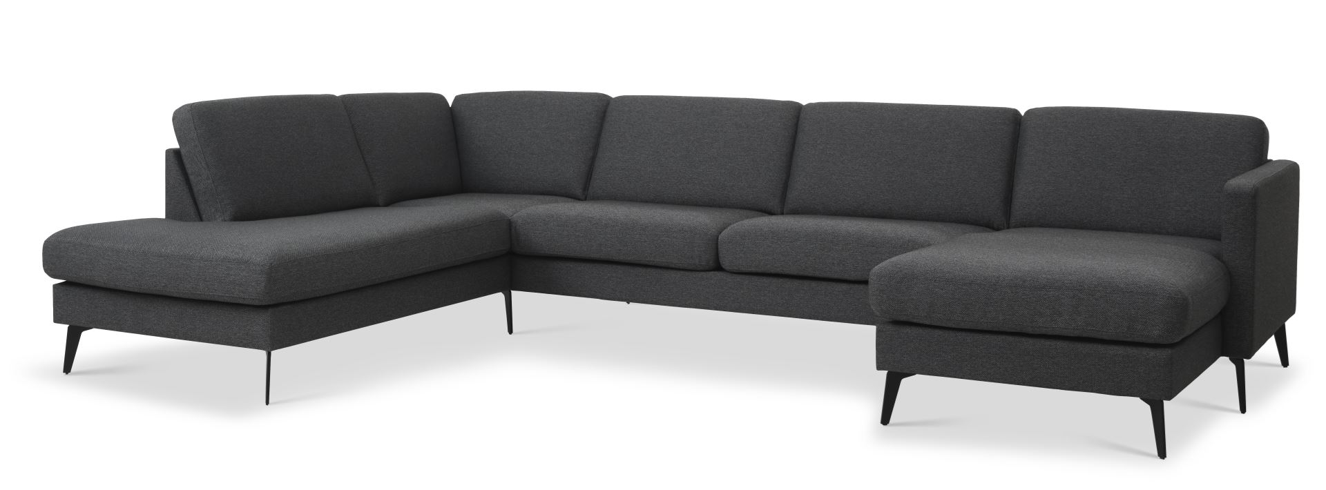 Ask sæt 54 U OE sofa, m. venstre chaiselong - antracitgrå polyester stof og Eiffel ben