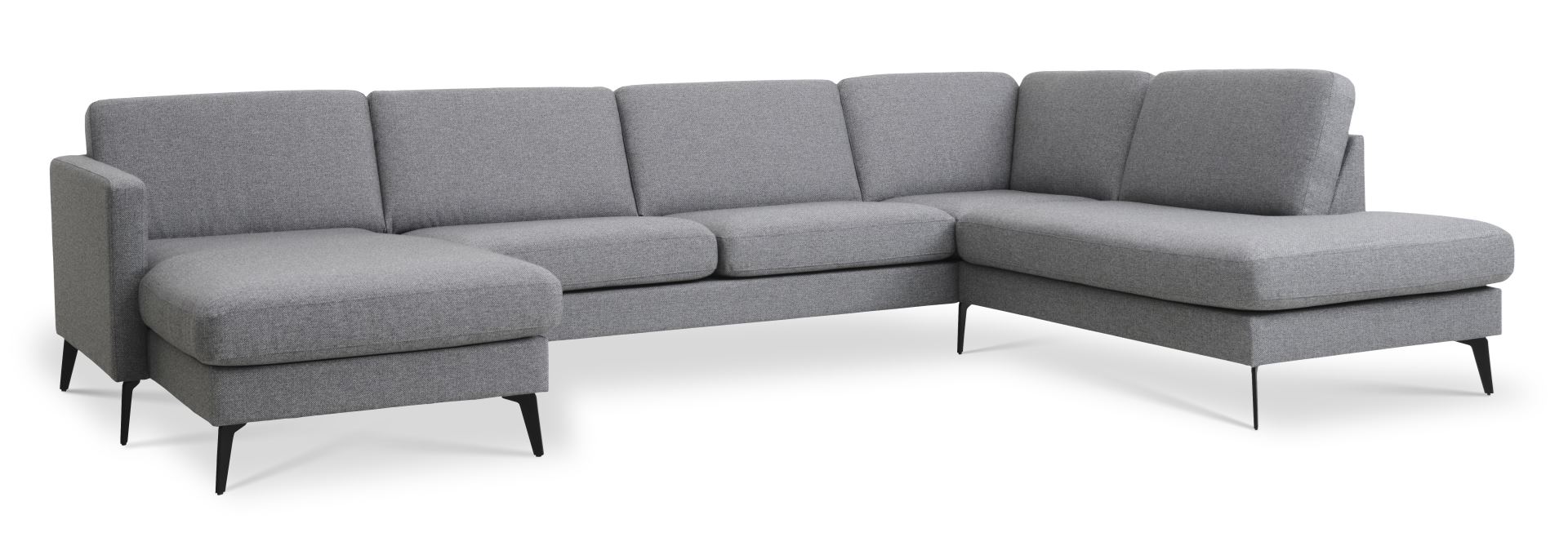 Ask sæt 55 U OE sofa, m. højre chaiselong - lys granitgrå polyester stof og Eiffel ben