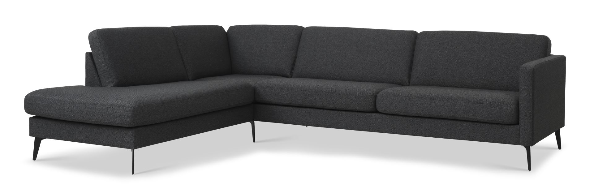 Ask sæt 60 stor OE sofa, m. venstre chaiselong - antracitgrå polyester stof og Eiffel ben
