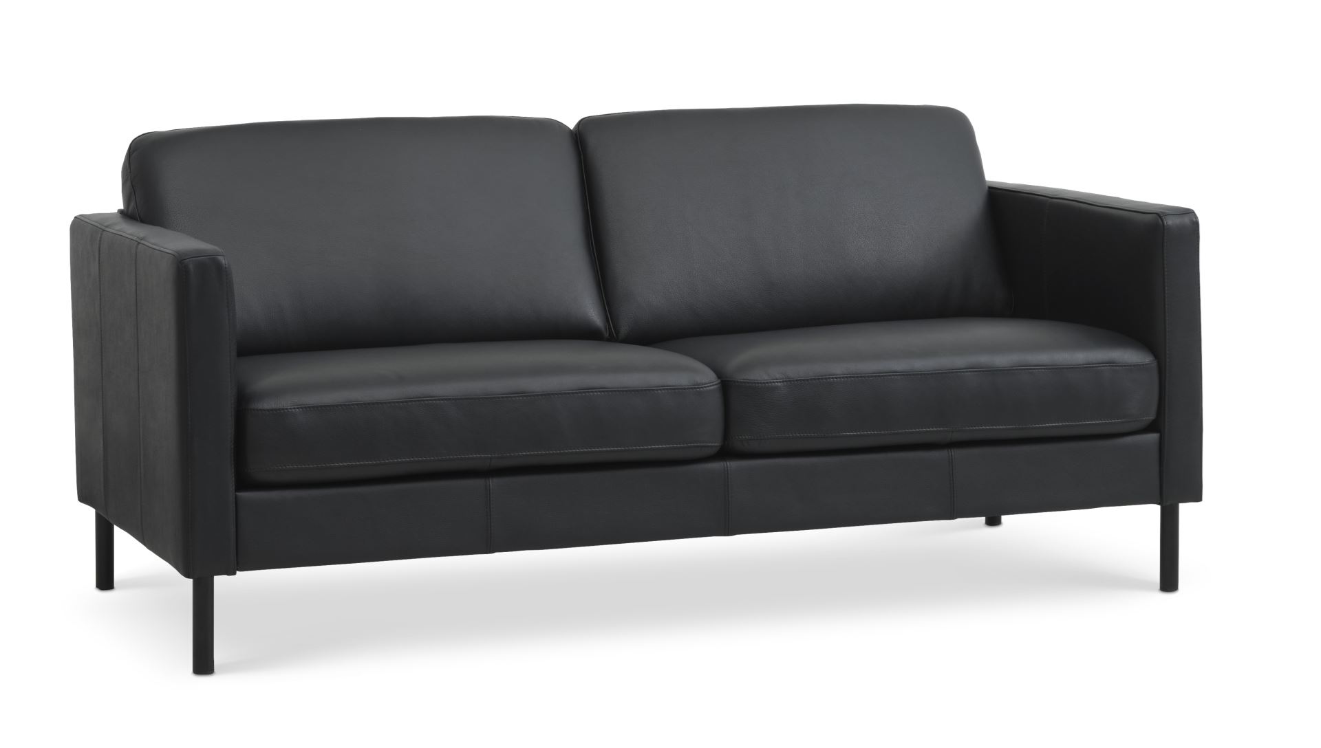 Køb Ask 2,5 pers. sofa – sort semianilin læder og sort metal