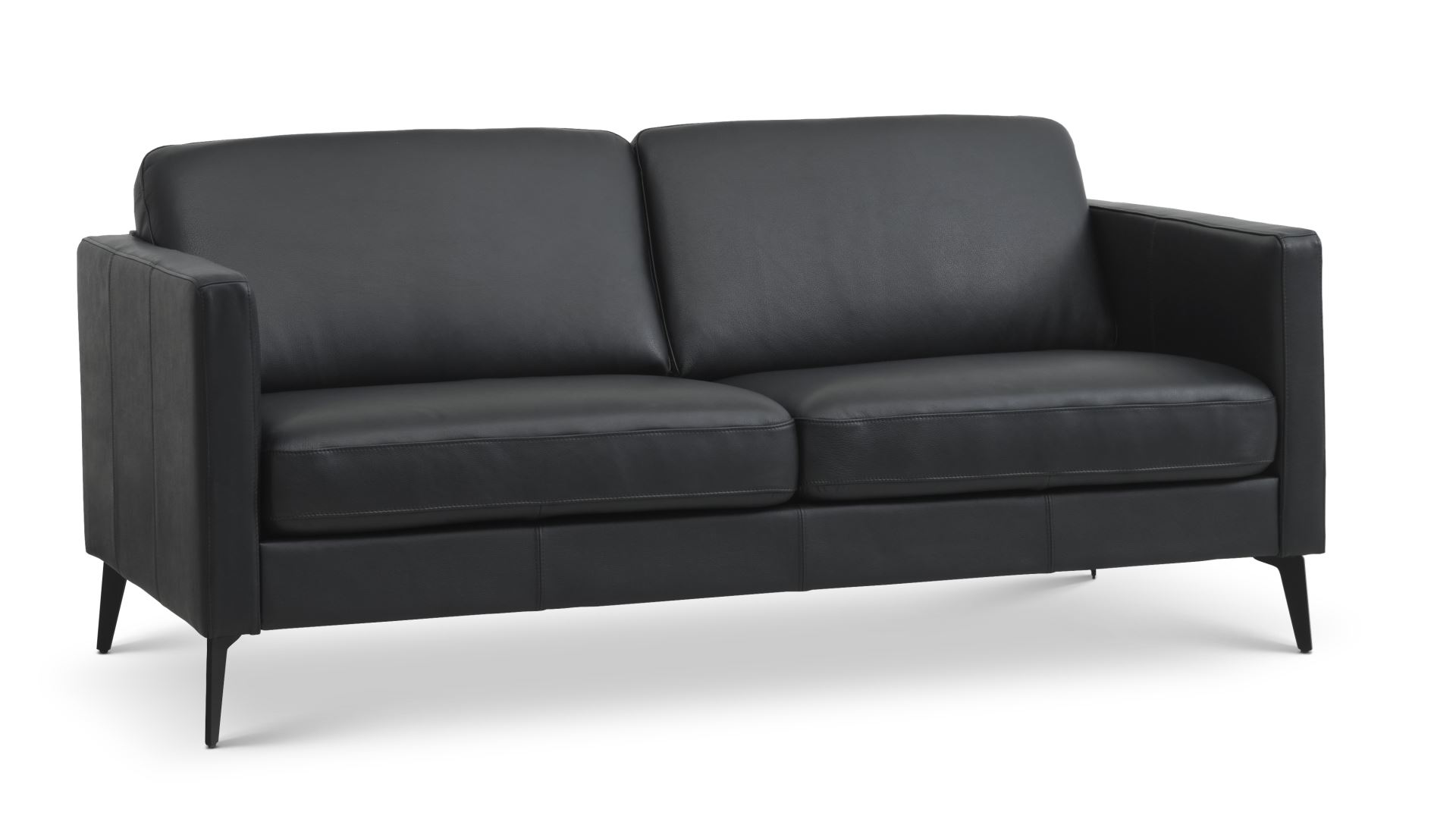 Ask 2,5 pers. sofa - sort semianilin læder og Eiffel ben