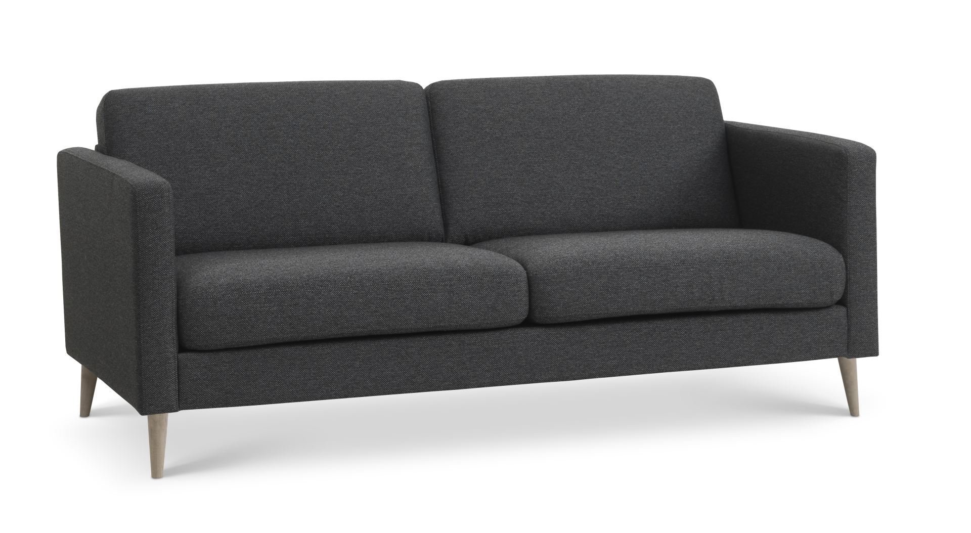 Ask 2,5 pers. sofa - antracitgrå polyester stof og natur træ