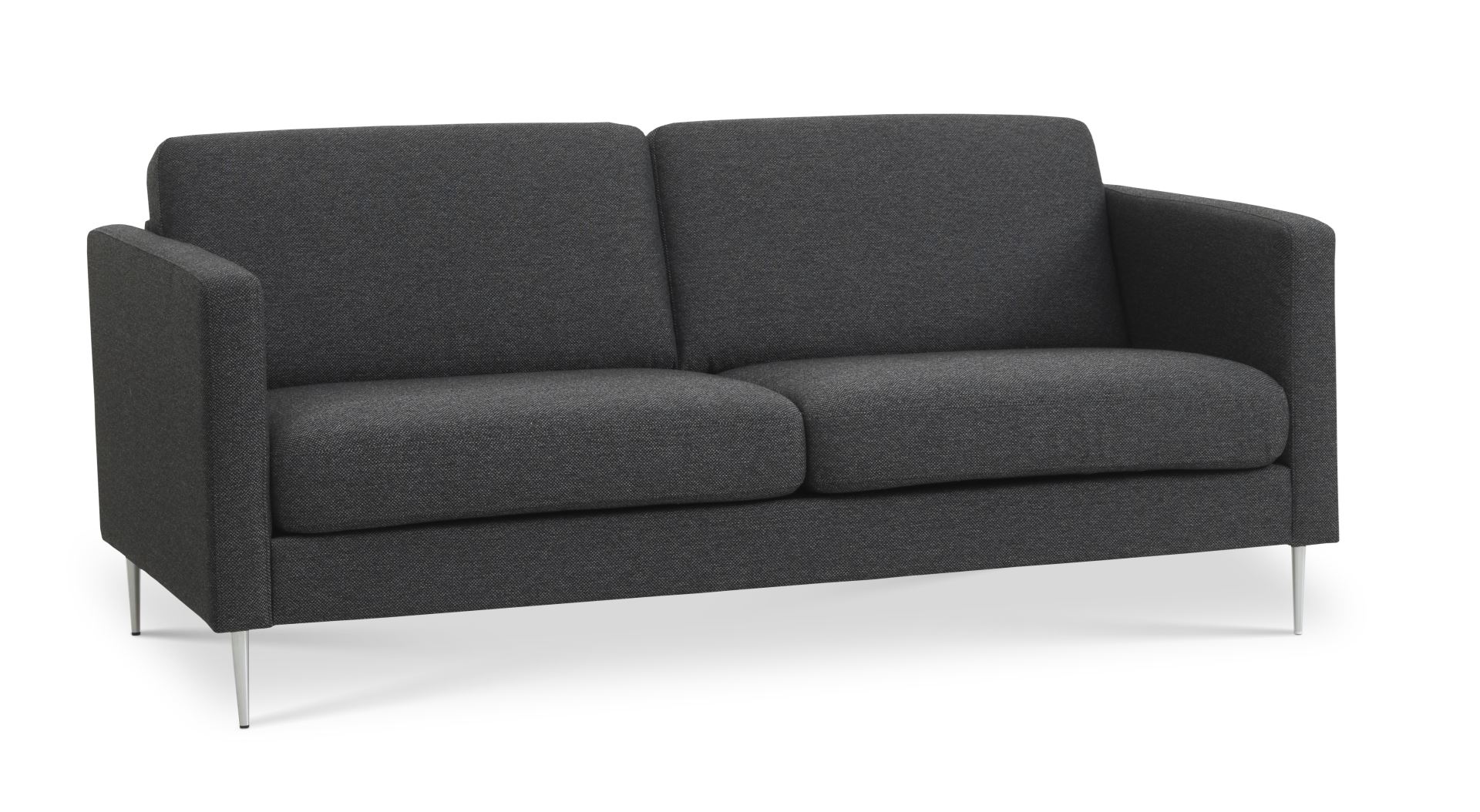Ask 2,5 pers. sofa - antracitgrå polyester stof og børstet aluminium