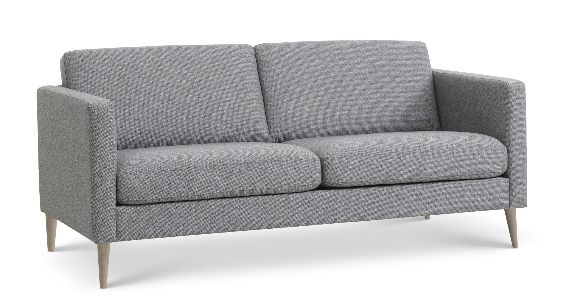 Ask 2,5 pers. sofa - lys granitgrå polyester stof og natur træ