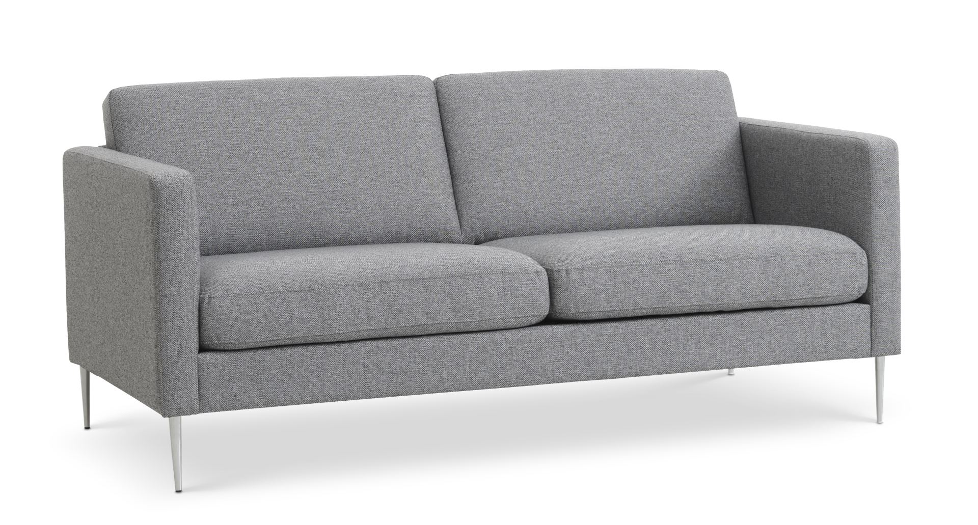 Ask 2,5 pers. sofa - lys granitgrå polyester stof og børstet aluminium