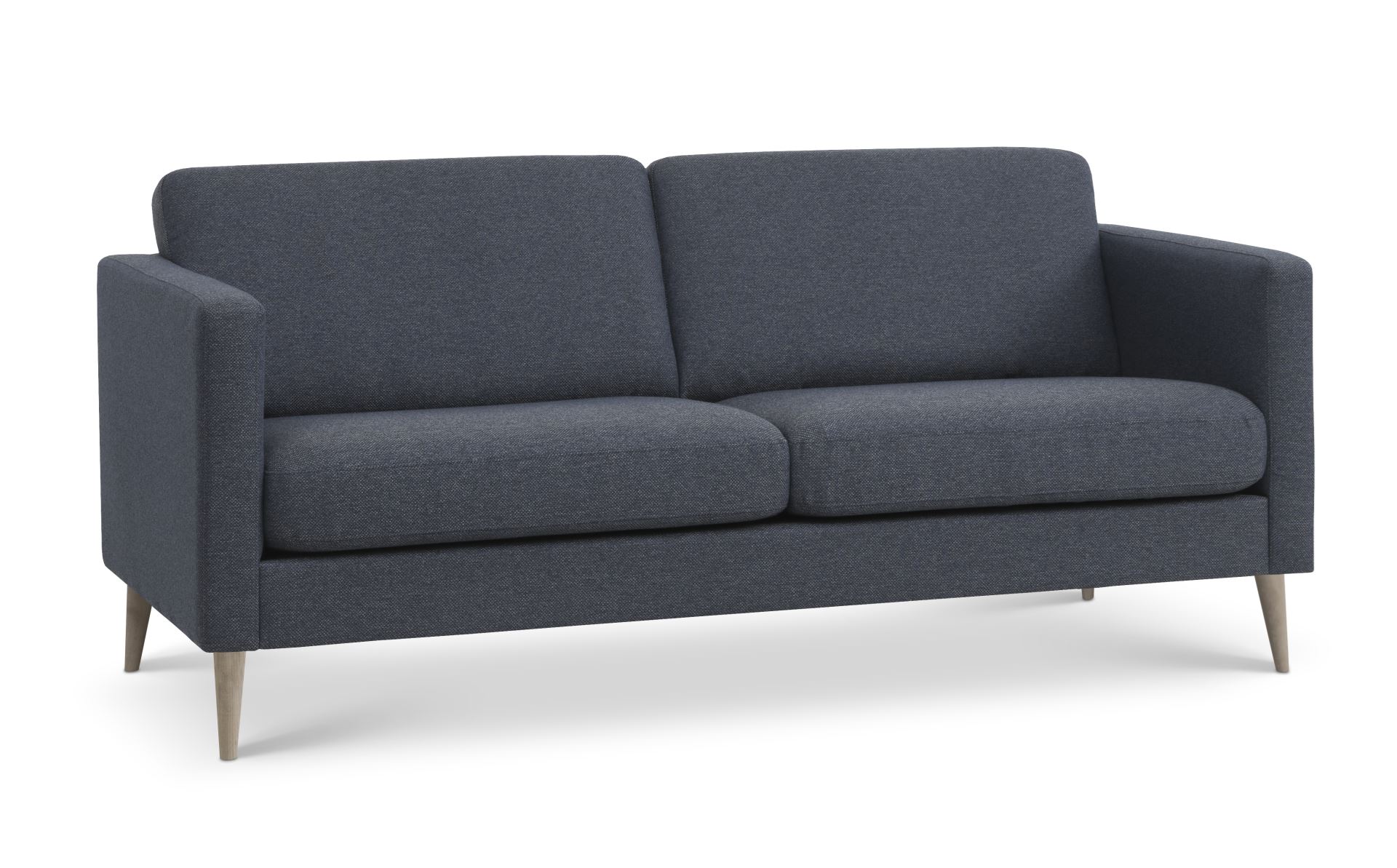 Ask 2,5 pers. sofa - navy blå polyester stof og natur træ