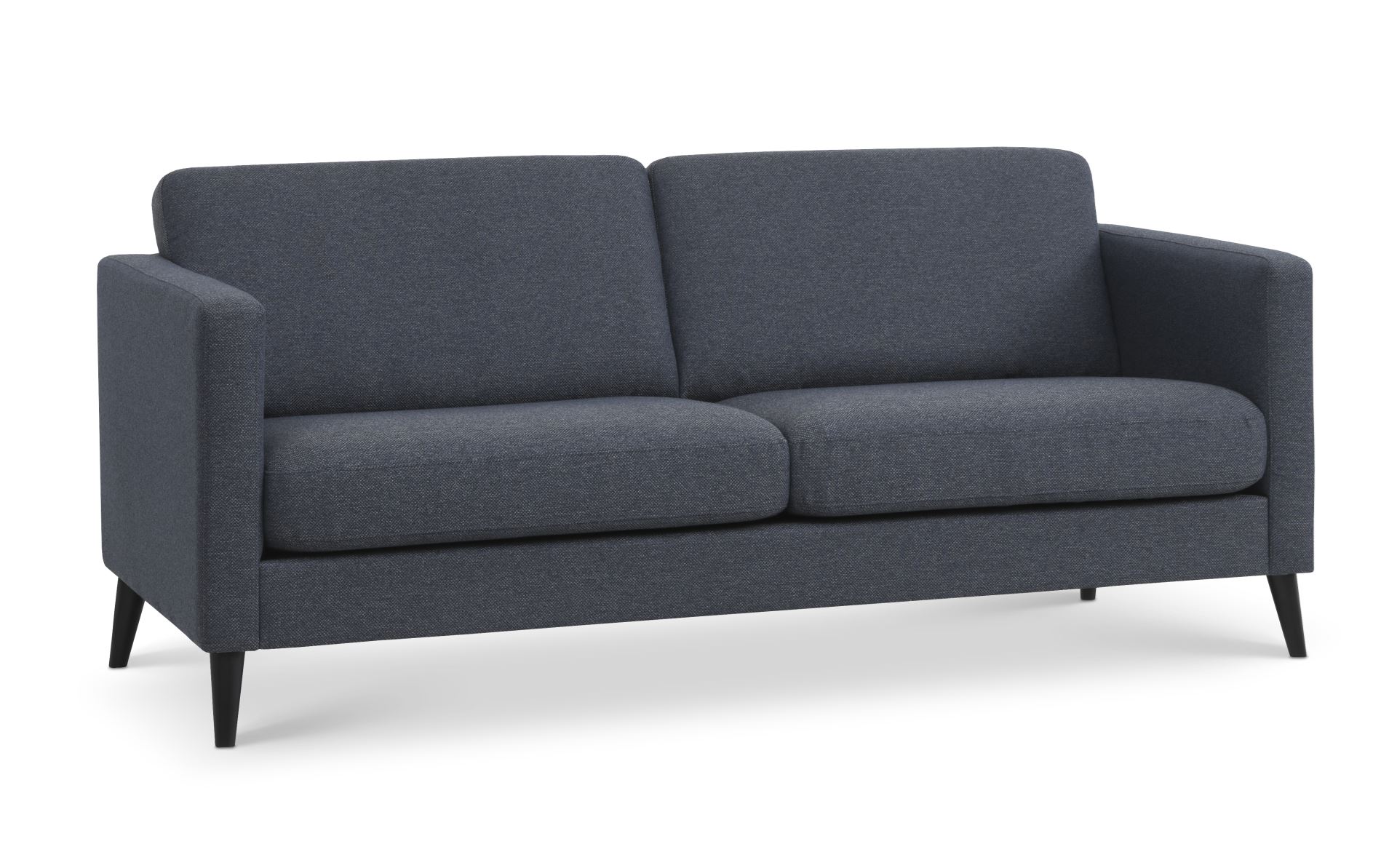 Ask 2,5 pers. sofa - navy blå polyester stof og sort træ