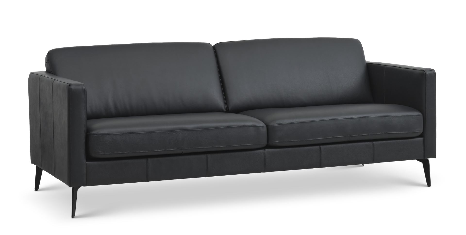 Ask 3 pers. sofa - sort semianilin læder og Eiffel ben