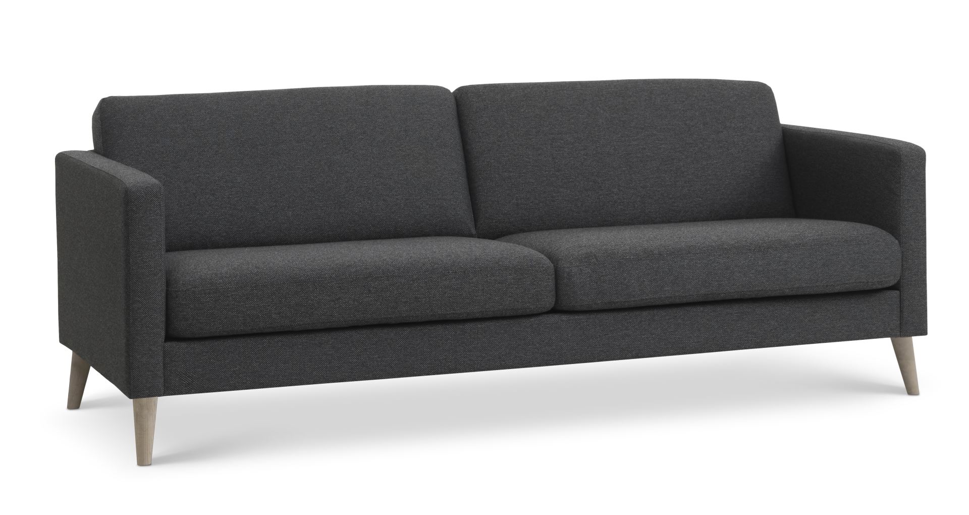 Ask 3 pers. sofa - antracitgrå polyester stof og natur træ