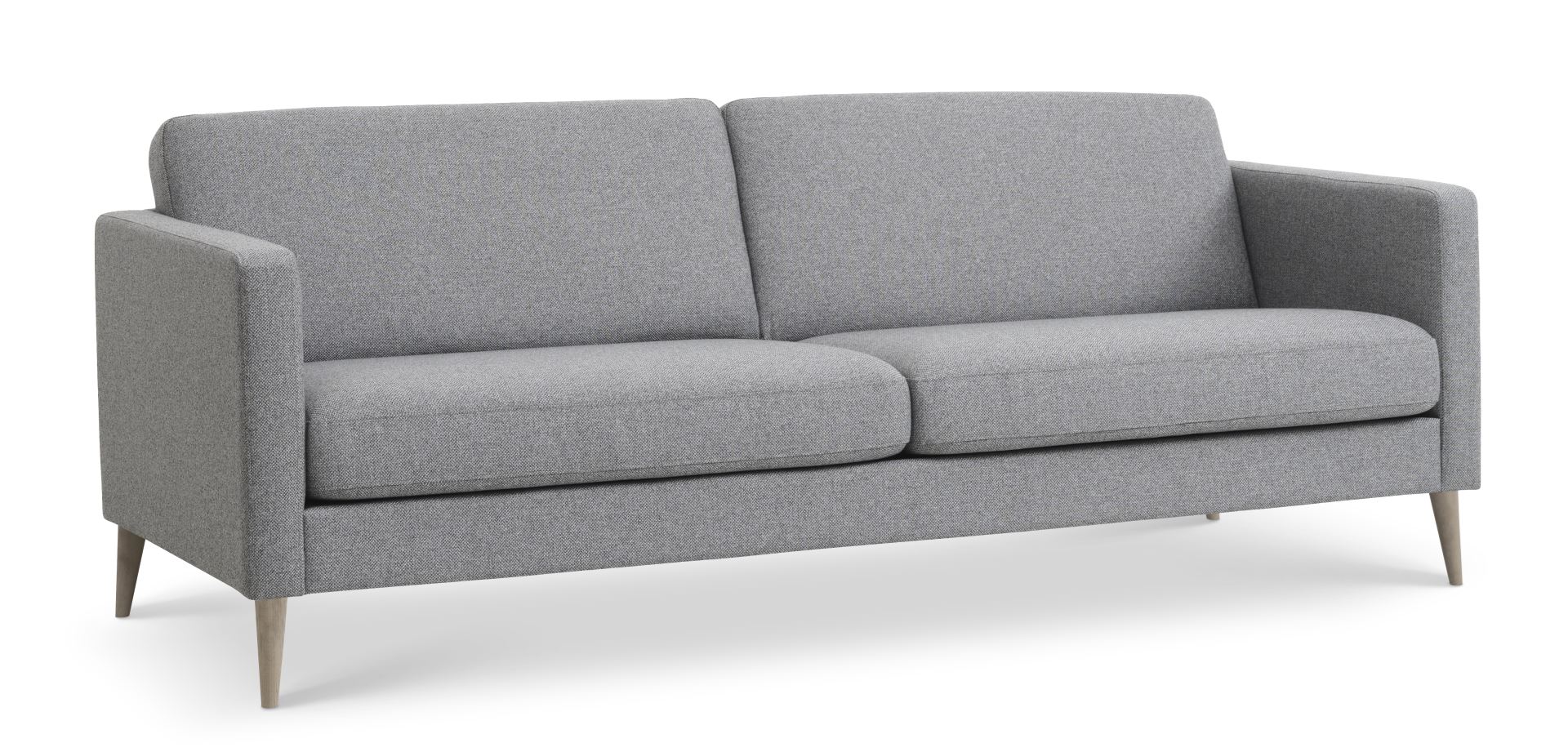 Ask 3 pers. sofa - lys granitgrå polyester stof og natur træ