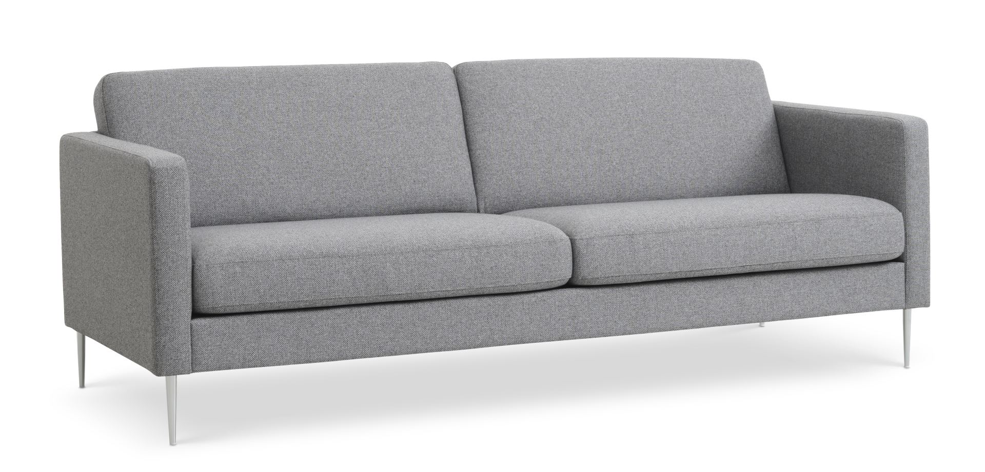 Ask 3 pers. sofa - lys granitgrå polyester stof og børstet aluminium